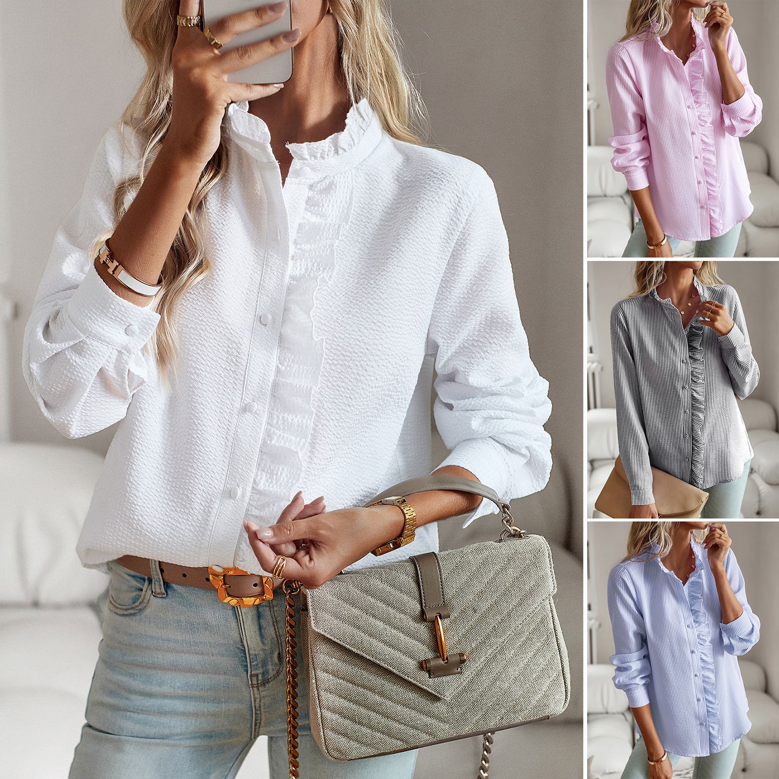 Women's Fashion Casual Striped Long Sleeve Blouse