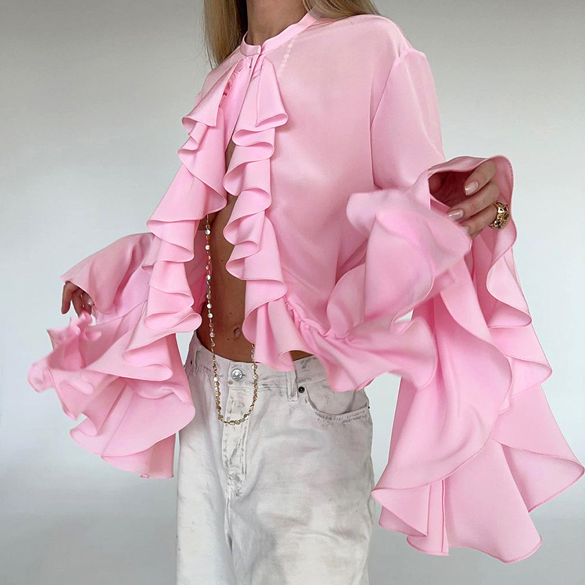 Women's Fashion Elegant Solid Color Chiffon Shirt