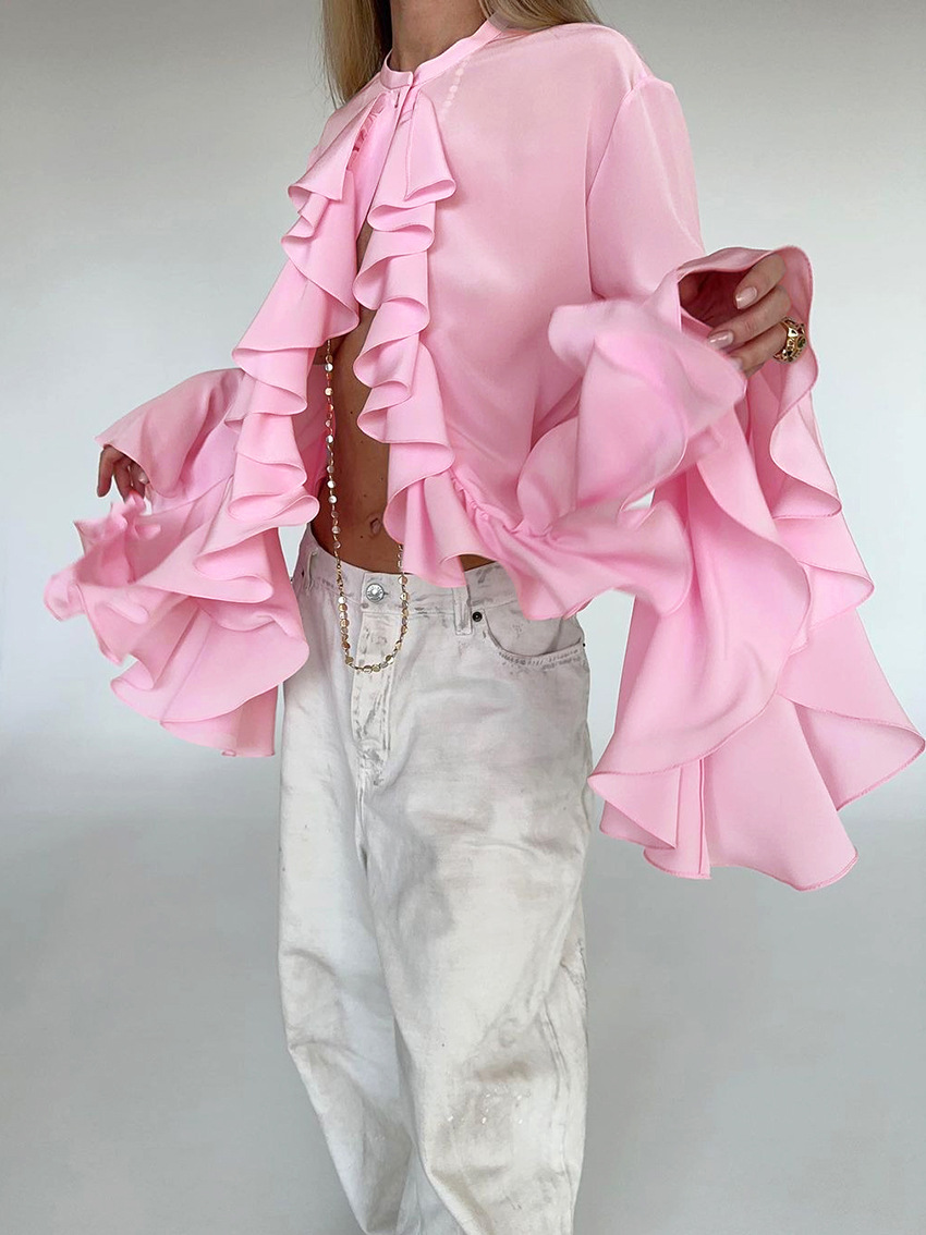 Women's Fashion Elegant Solid Color Chiffon Shirt