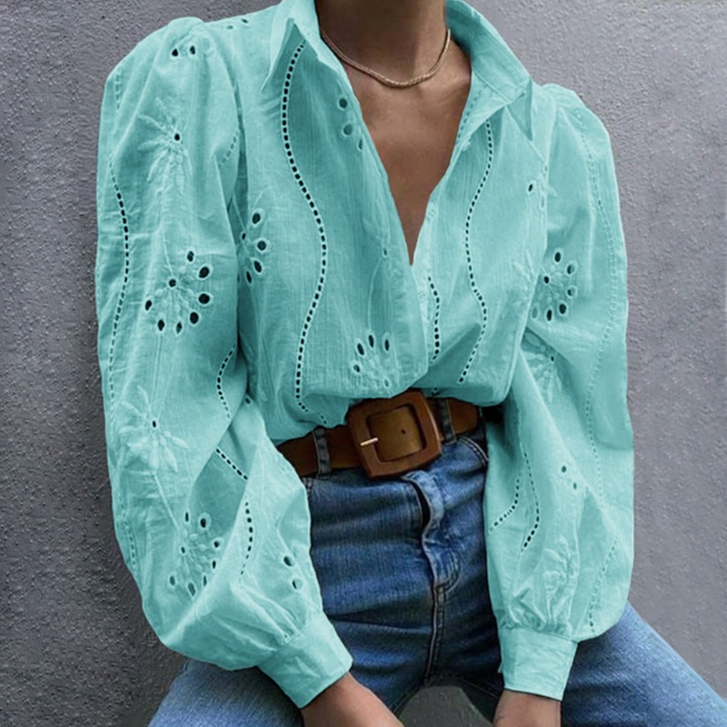Women's Spring Summer Casual Loose Fit Fashion Knit Top Hollow Out Bubble Sleeve Cardigan