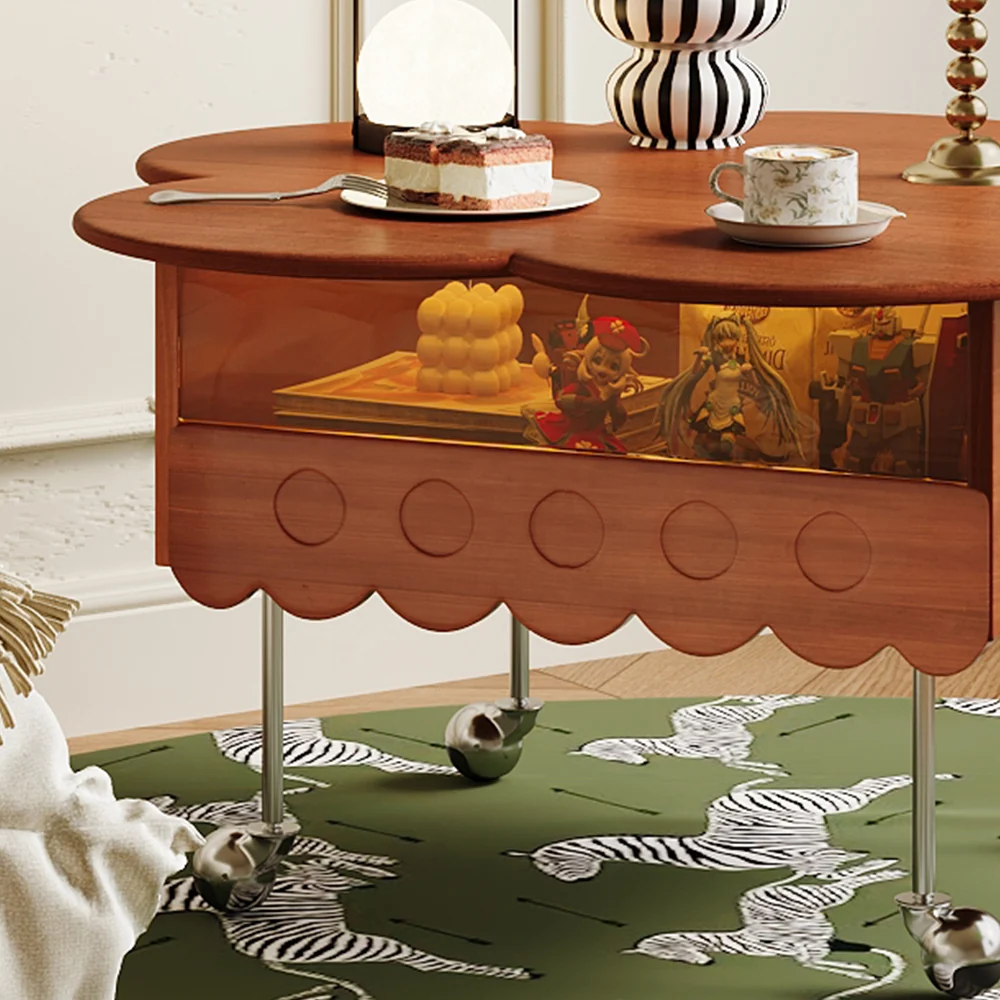 NÓVORA CASA retro Sala móvil Mesa de centro con Madera maciza Ajustable de pétalo diseño