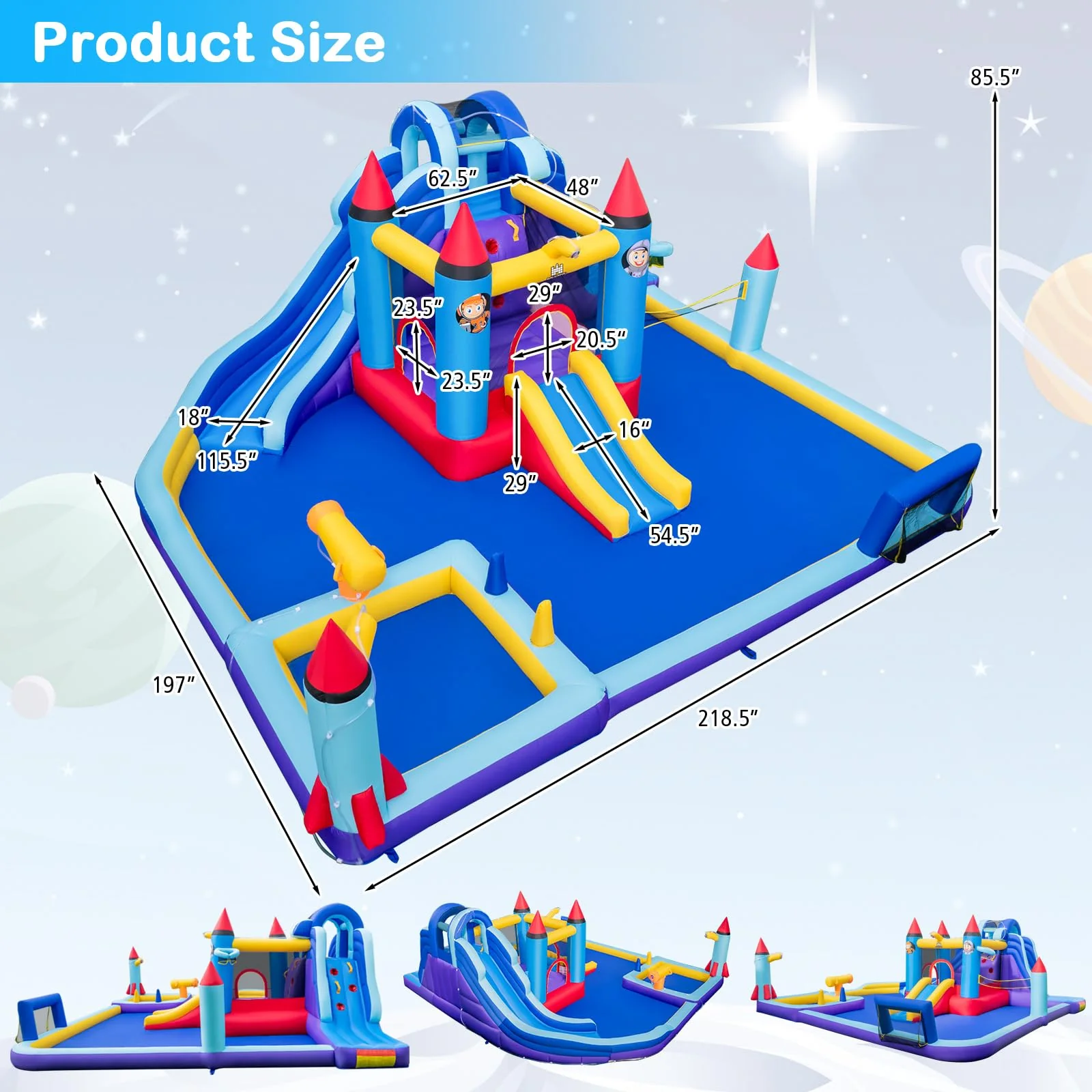 BOUNTECH Inflatable Water Slide, 18x16.5FT Mega Waterslide Park Bounce House w/Dual Slides