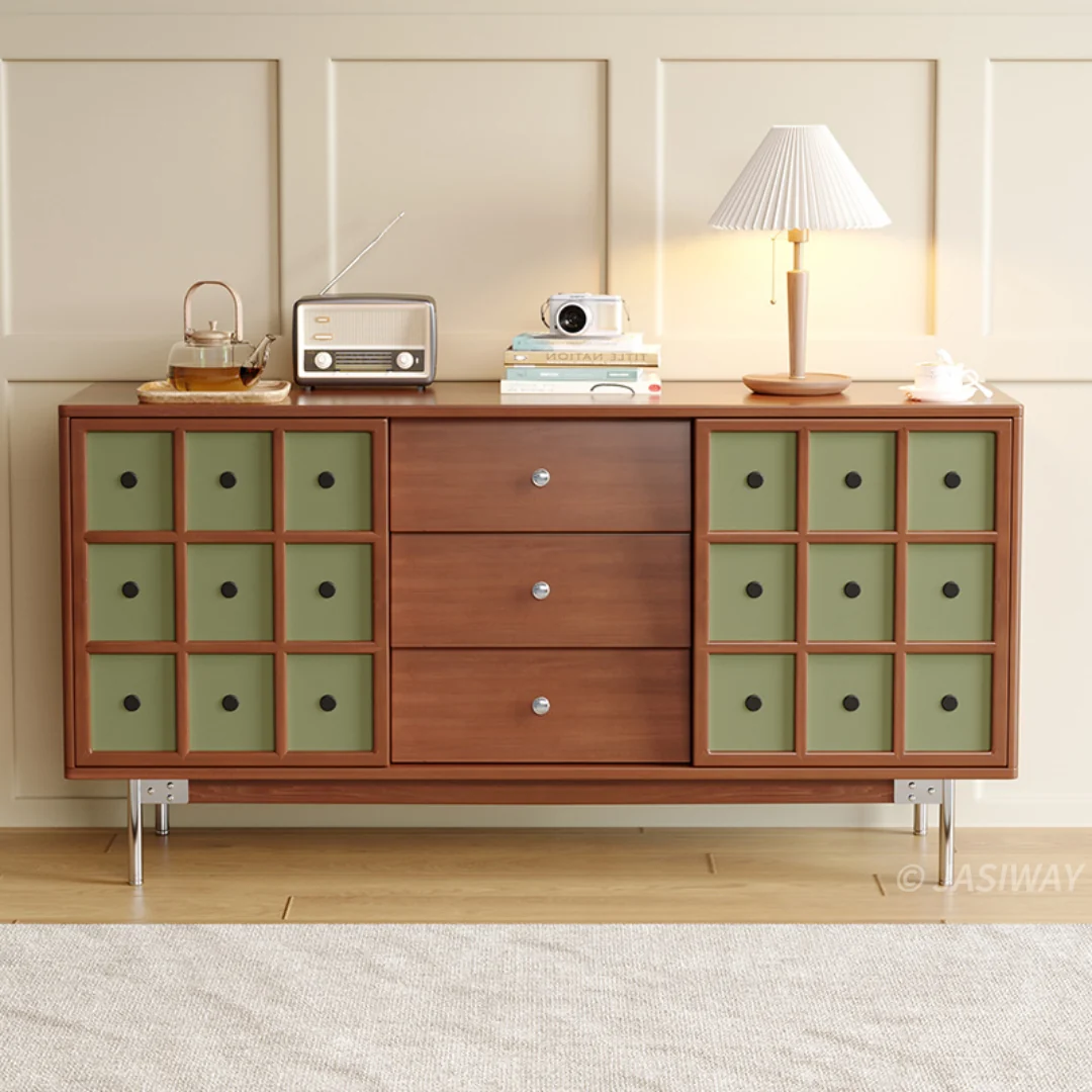 NÓVORA CASA mediados siglo Moderno Aparador gabinete con 3 cajones & corredizo puertas| madera decorativo Almacenamiento bufetero para Sala, recibidor, Comedor