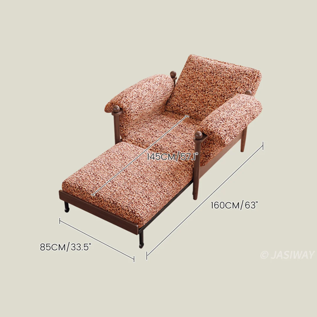 NÓVORA CASA transformable cama sillón| 3-en-1 Chenilla MCM plegable Sillón decorativo & Reclinable descanso cama con madera brazos