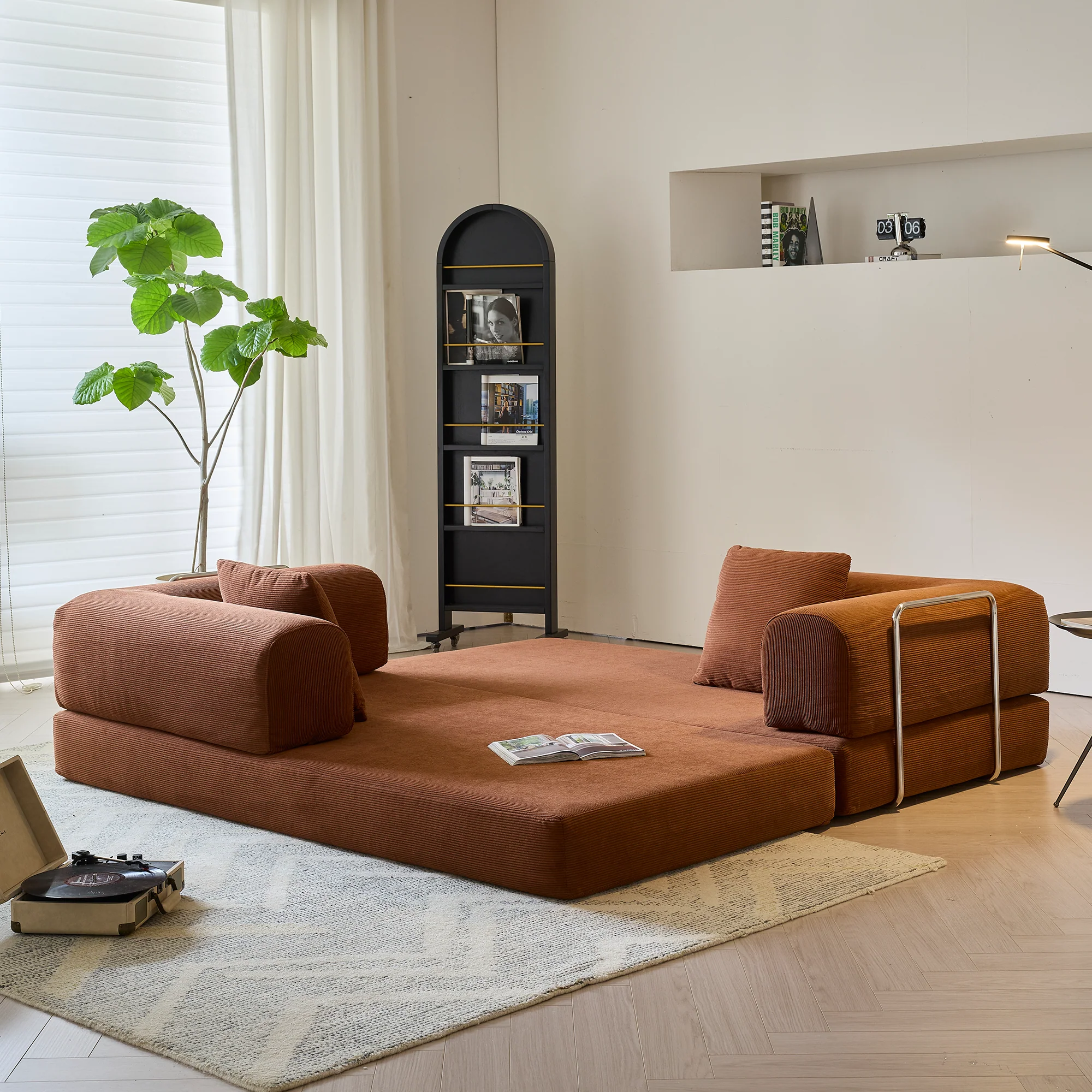NÓVORA CASA 78.7'' comprimir Tapizado Sofá cama transformable con pana tela