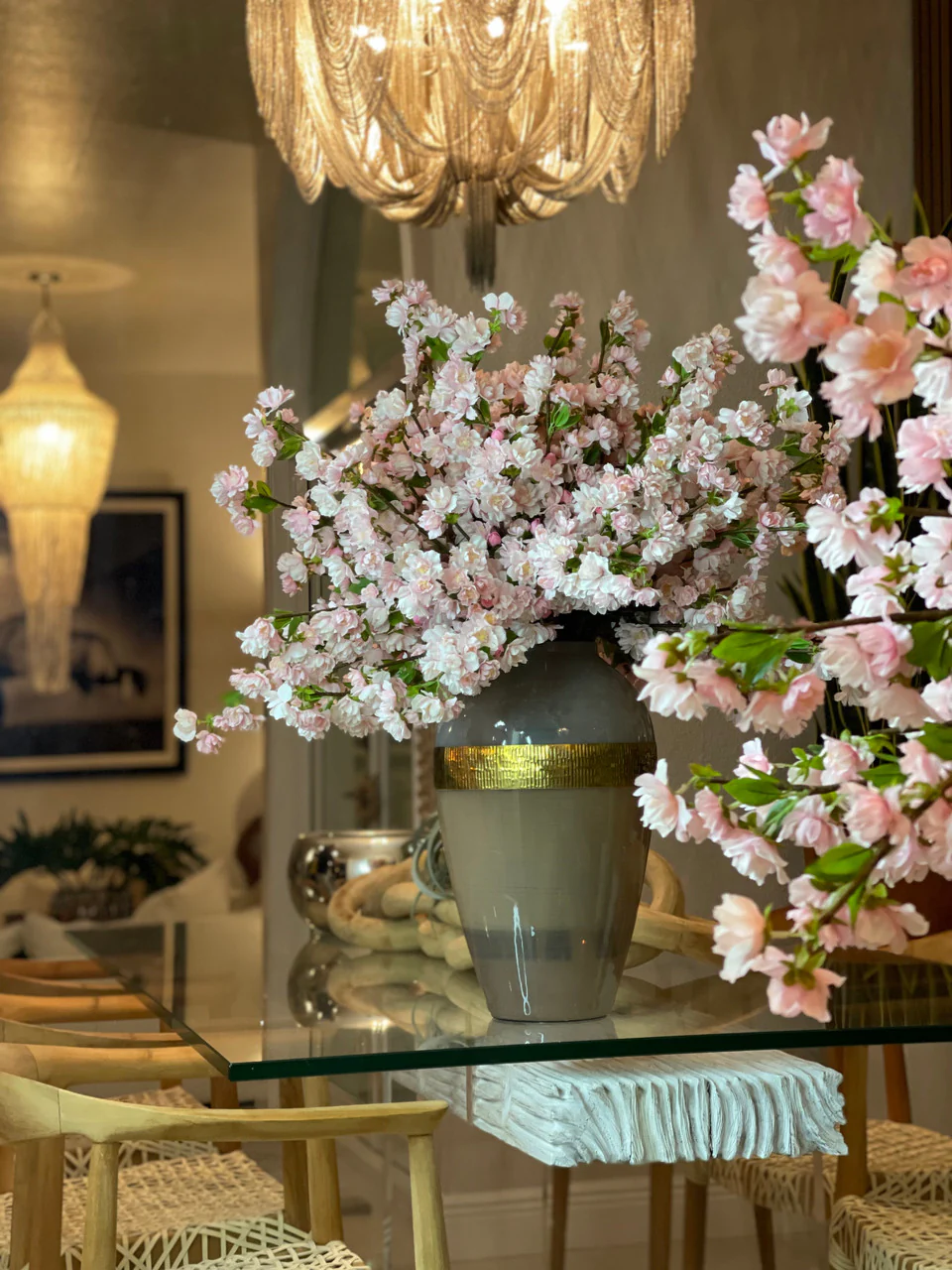 Goddess Vase with Pink Cherry Blossoms