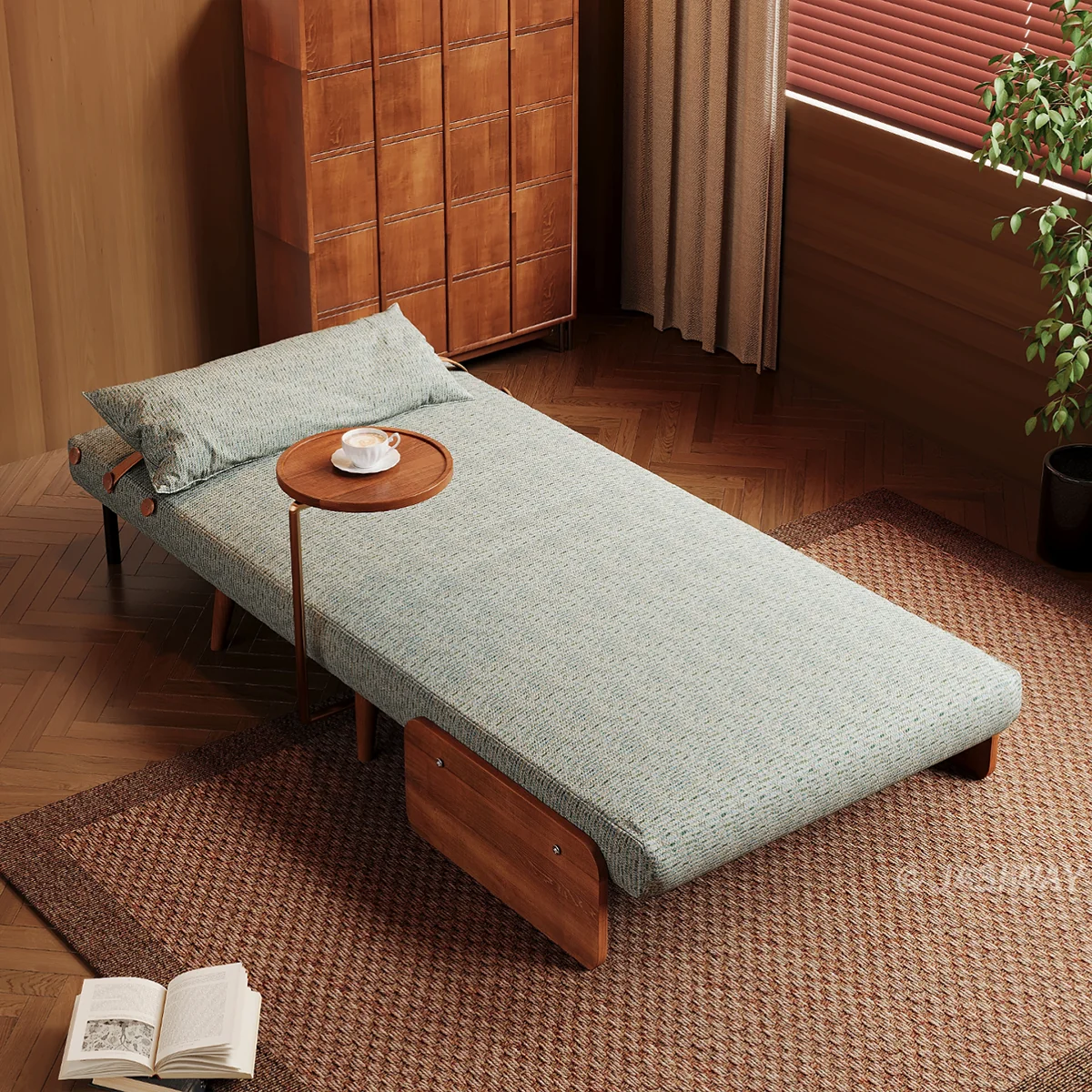 Sillón cama de chenille verde salvia | Comodidad natural