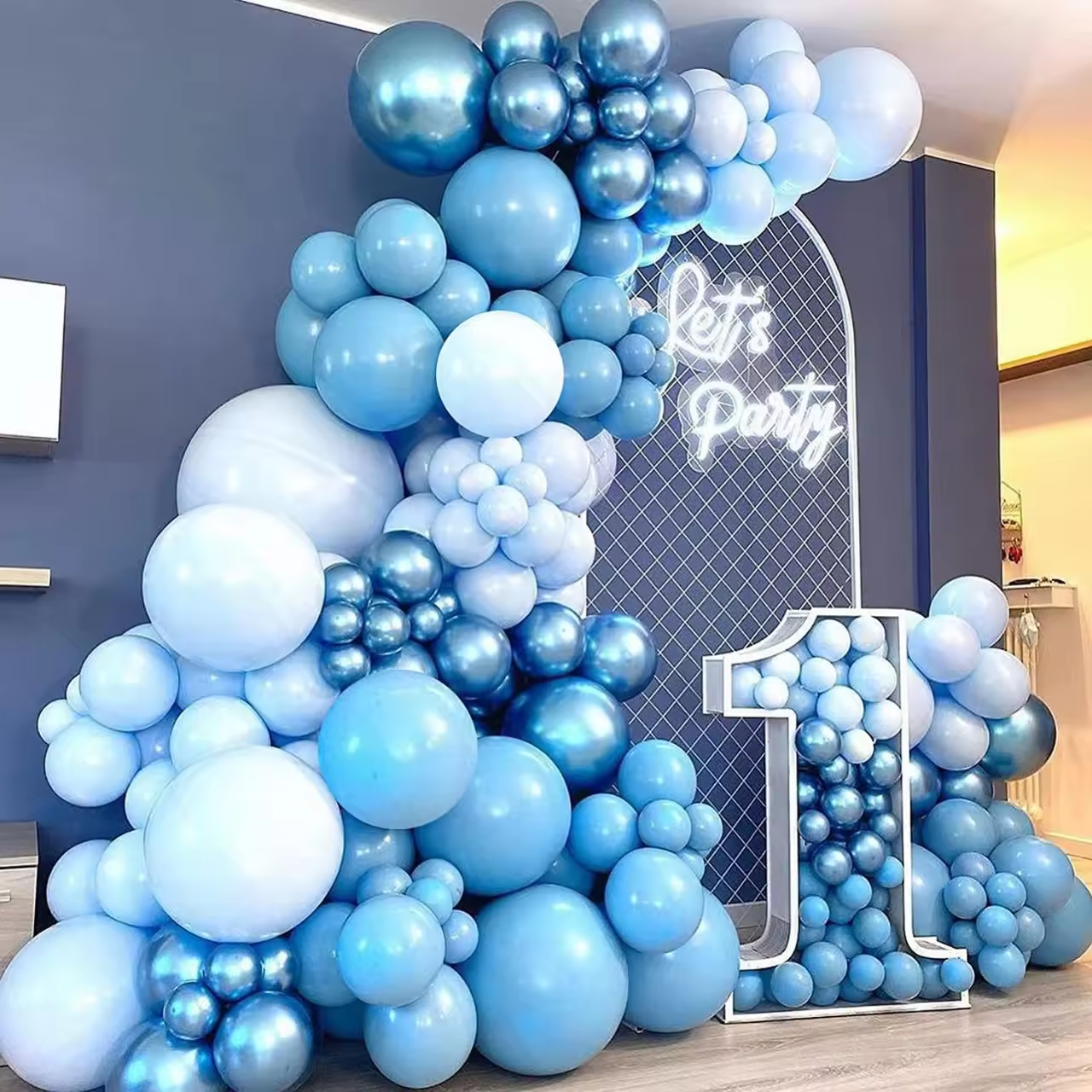 Blue Macaron Balloon Garland Arch Kit