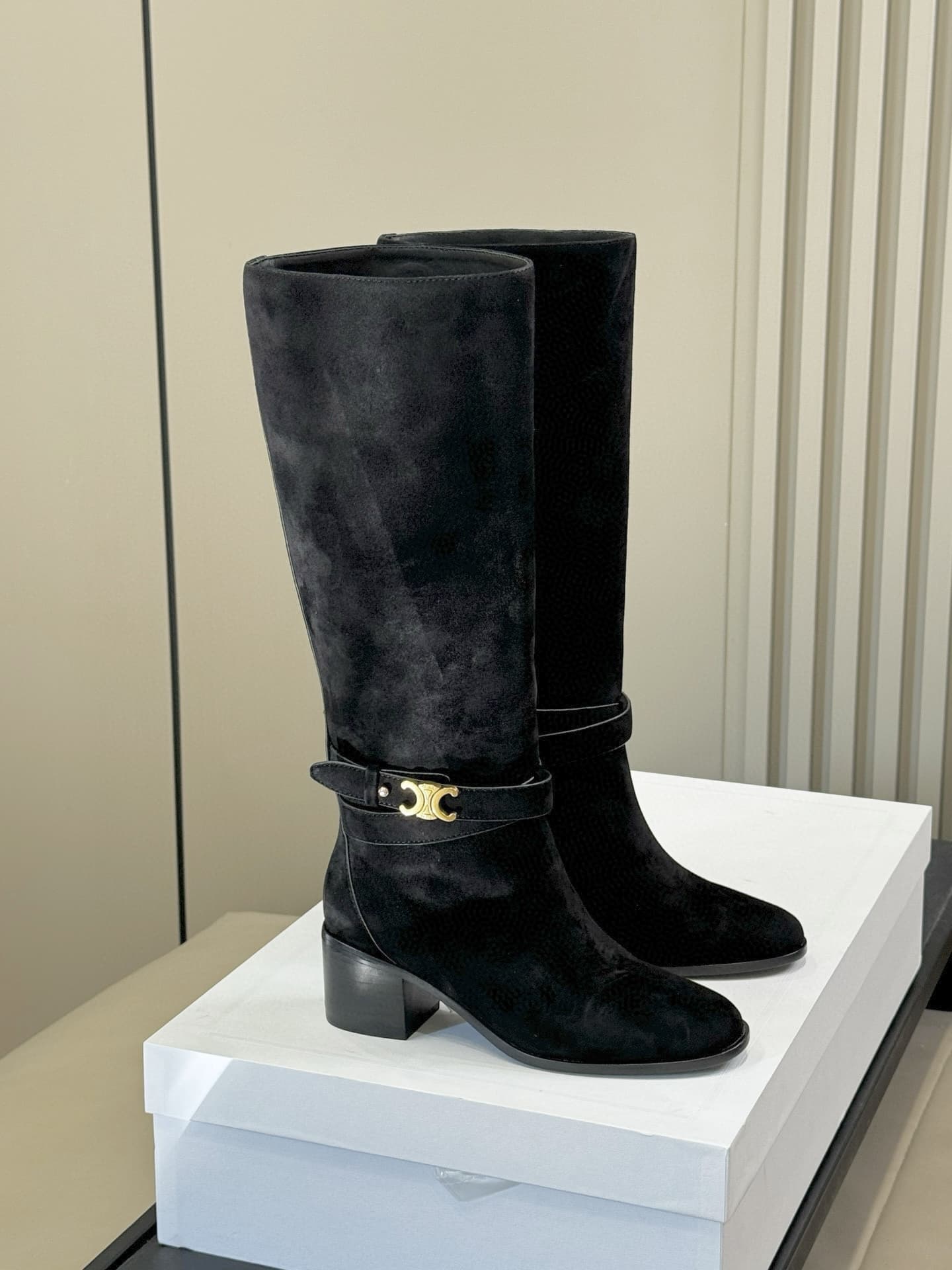 Celine Garance Triomphe Strap High Boots Shoes Women
