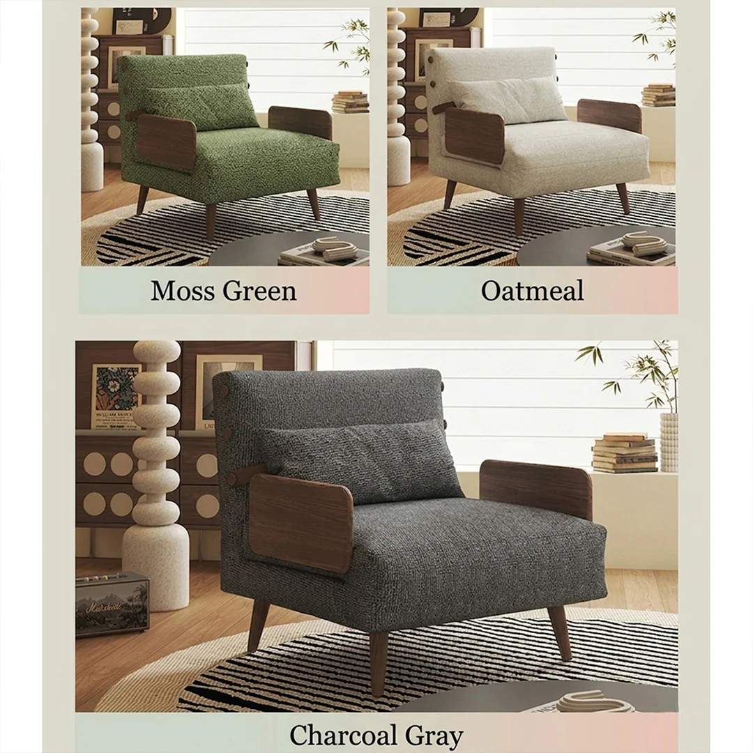 NÓVORA CASA transformable Sillón descanso cama con doble Tone Bouclé tweed tapizado & Ajustable respaldo
