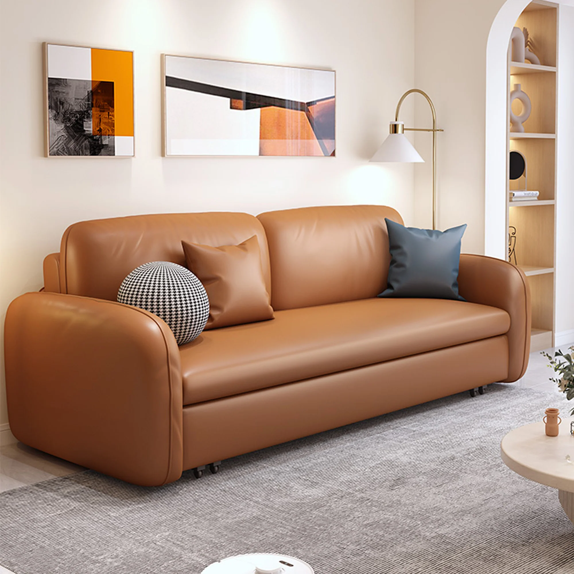 NÓVORA CASA 62.2'' Piel sintética transformable Sofá cama con Almacenamiento