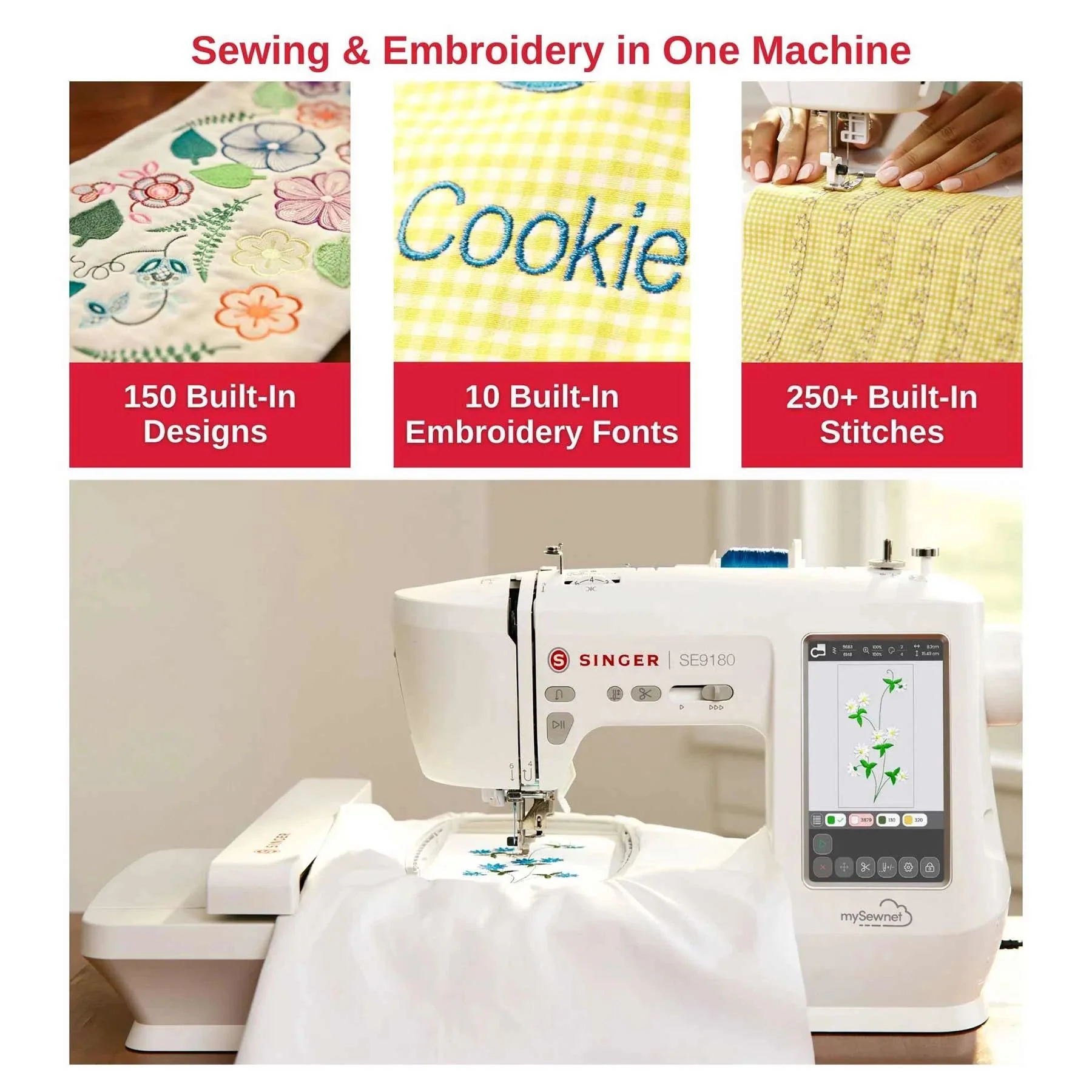 SINGER® SE9180 Sewing & Embroidery Machine & Extension Table Bundle