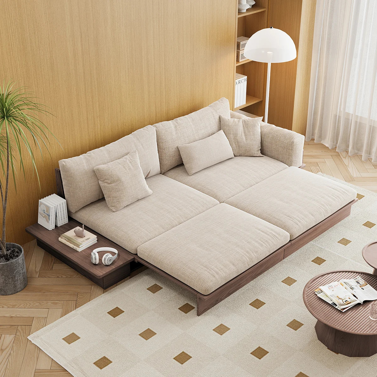 NÓVORA CASA extraíble extraíble piso Sofá cama con de doble cara reposabrazos & elevable superior Almacenamiento