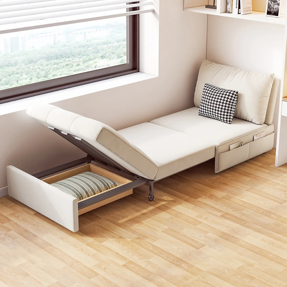 NÓVORA CASA individual asiento extraíble Sofá cama con lateral bolsillos