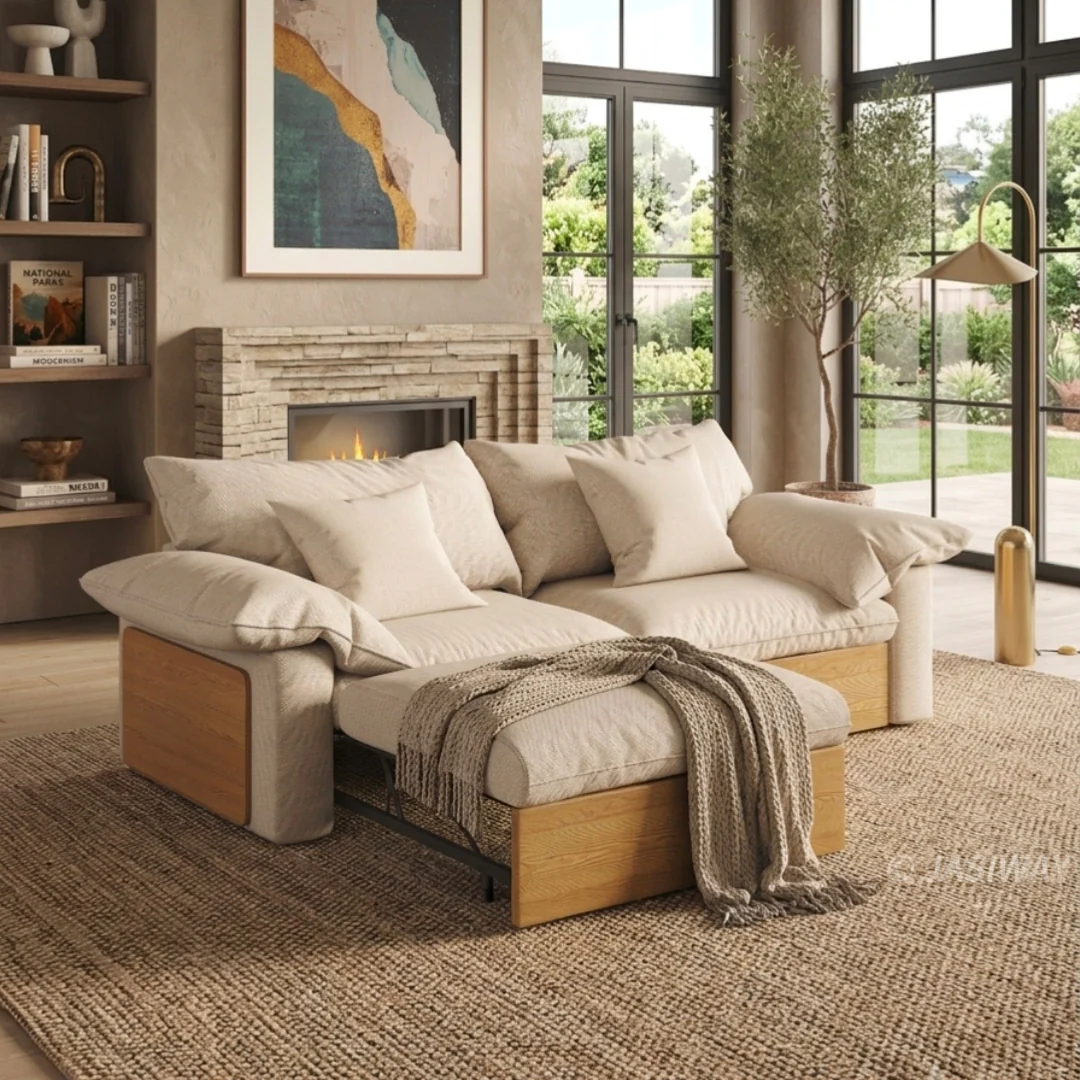 NÓVORA CASA extragrande profundo asiento seccional sofá con Ajustable diván & extraíble extraíble reposapiés| Japandi transformable descanso sofá para Sala