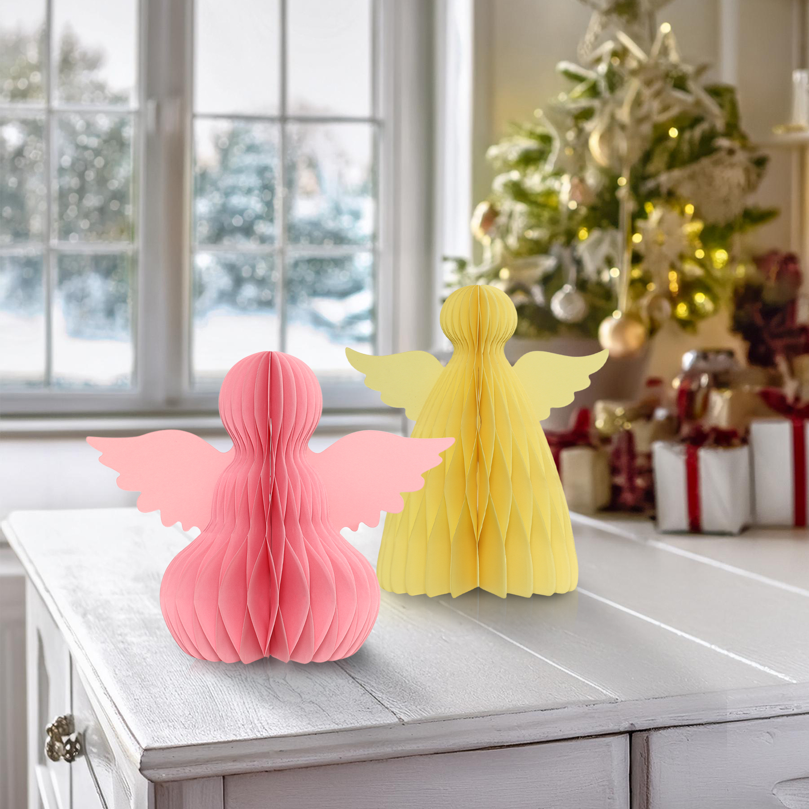 Cute Angel Paper Honeycomb Christmas Ornaments