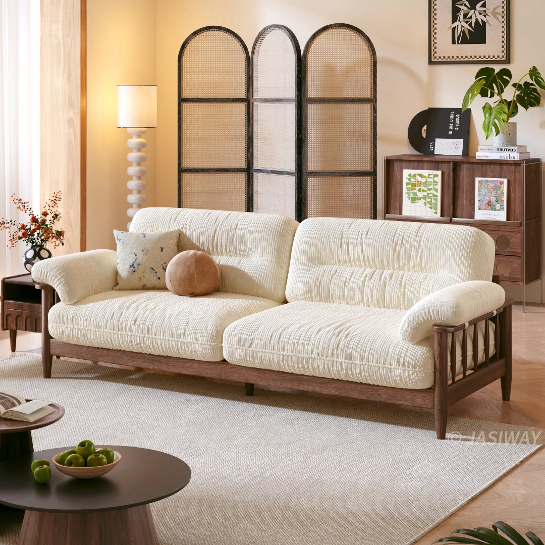 JASIWAY Madera maciza estructura sofá con Desmontable lavable funda| Moderno Tapizado sofá para Sala