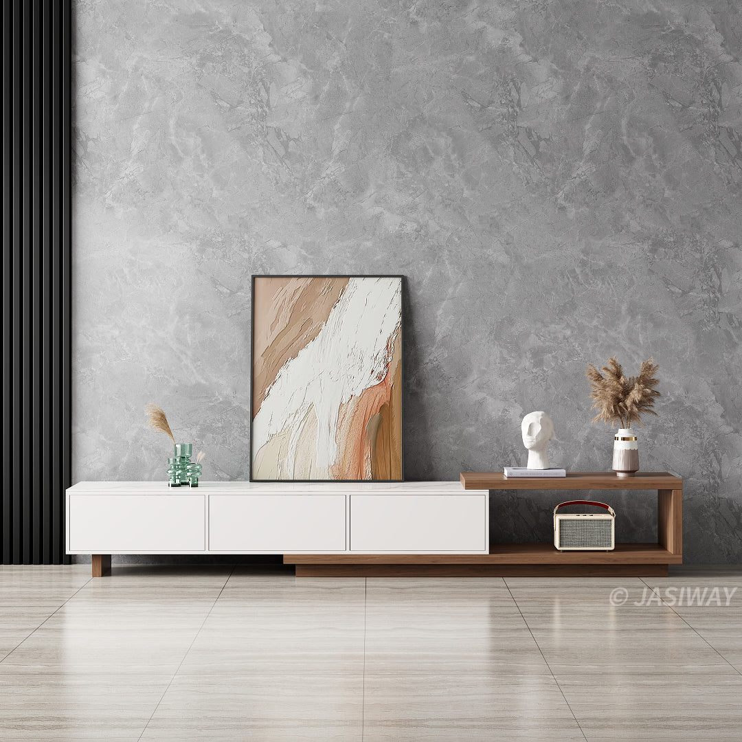 NÓVORA CASA Extensible Mueble para TV con Almacenamiento cajones| Ajustable multimedia consola con Mármol sintético superior para Sala