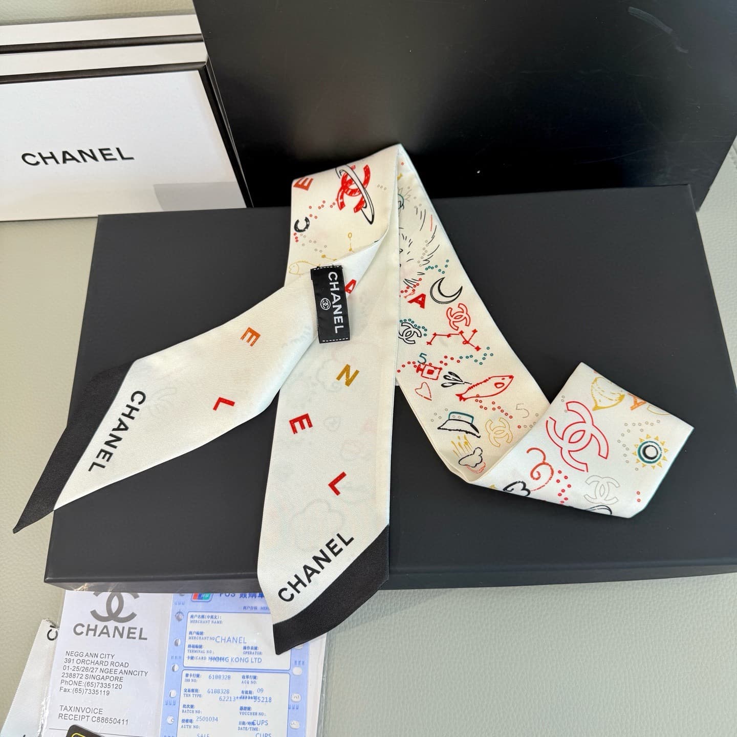 Chanel Silk Slim Bandeau Scarf