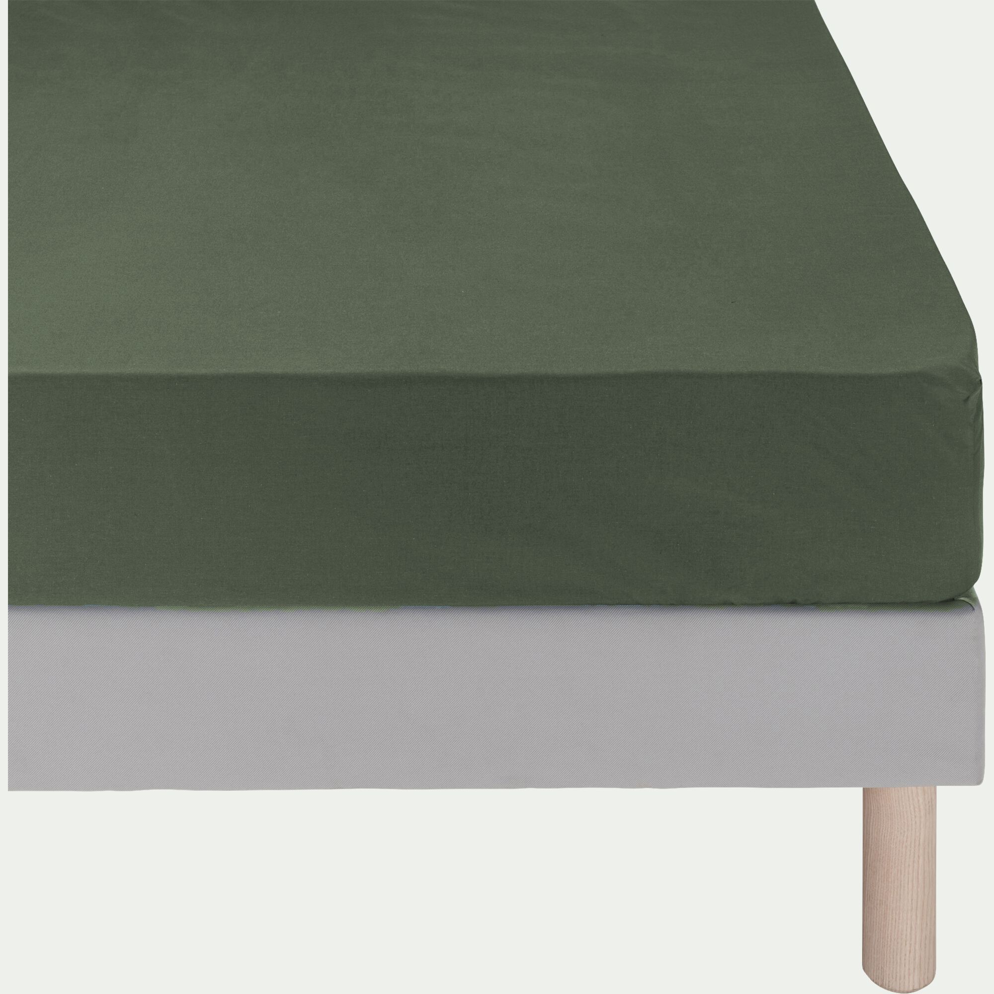 EOLI - Drap housse en coton 140x200cm B40cm - vert cèdre