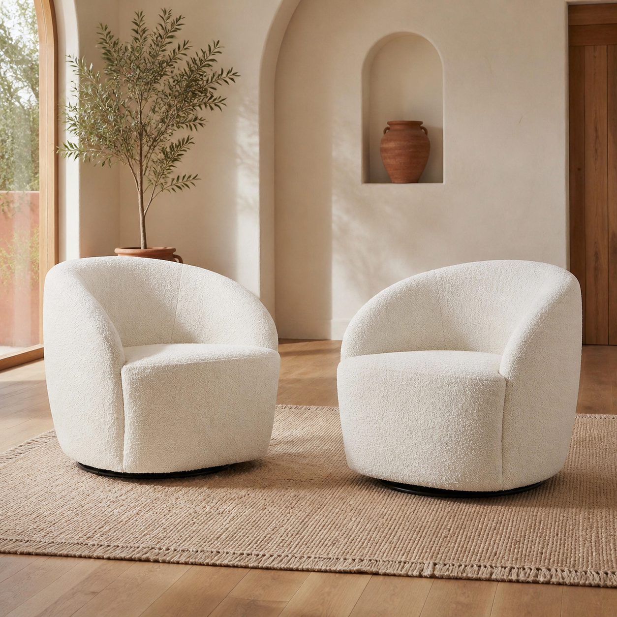 Alma Dúo Social: dos sillones giratorios bouclé