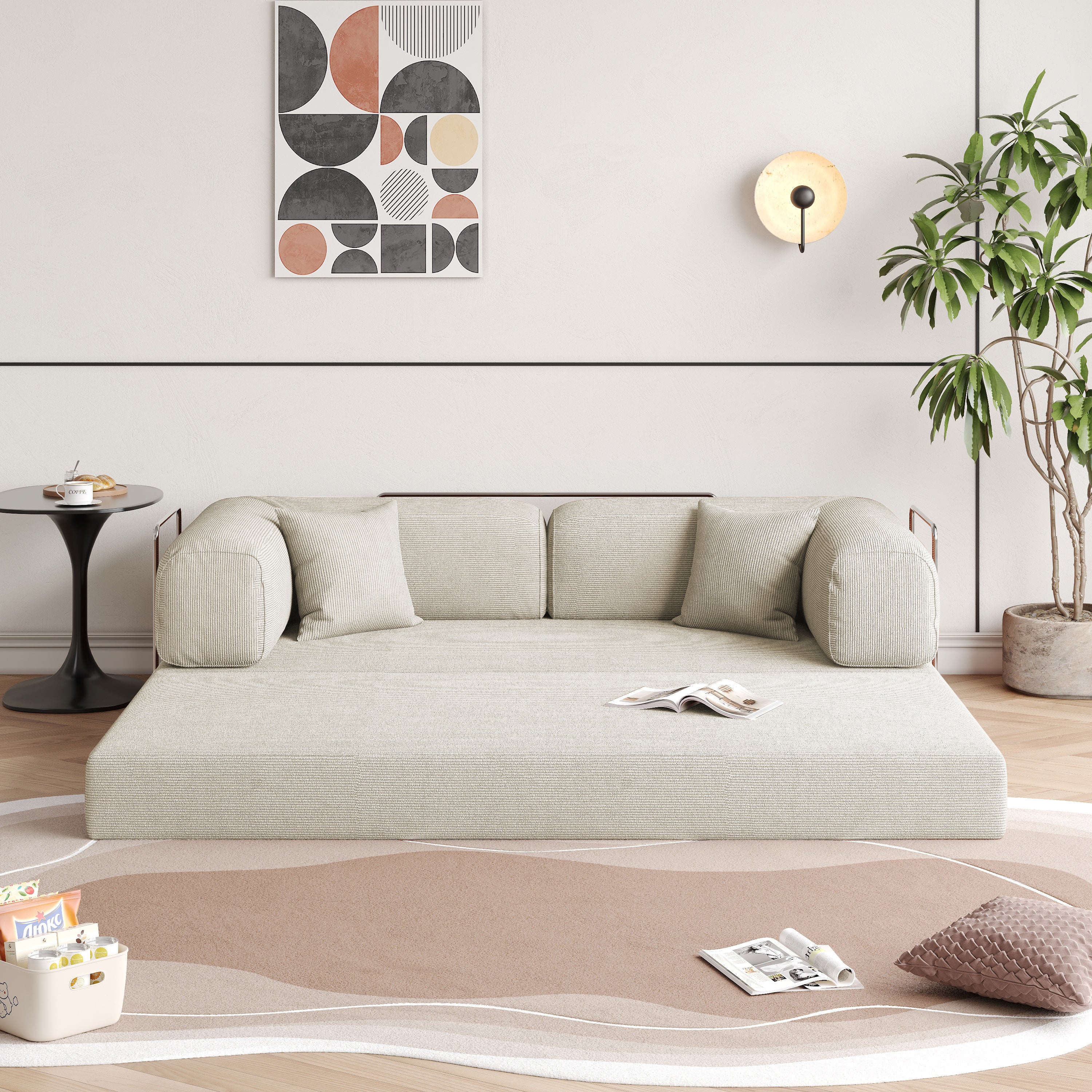 NÓVORA CASA 78.7'' comprimir Tapizado Sofá cama transformable con pana tela