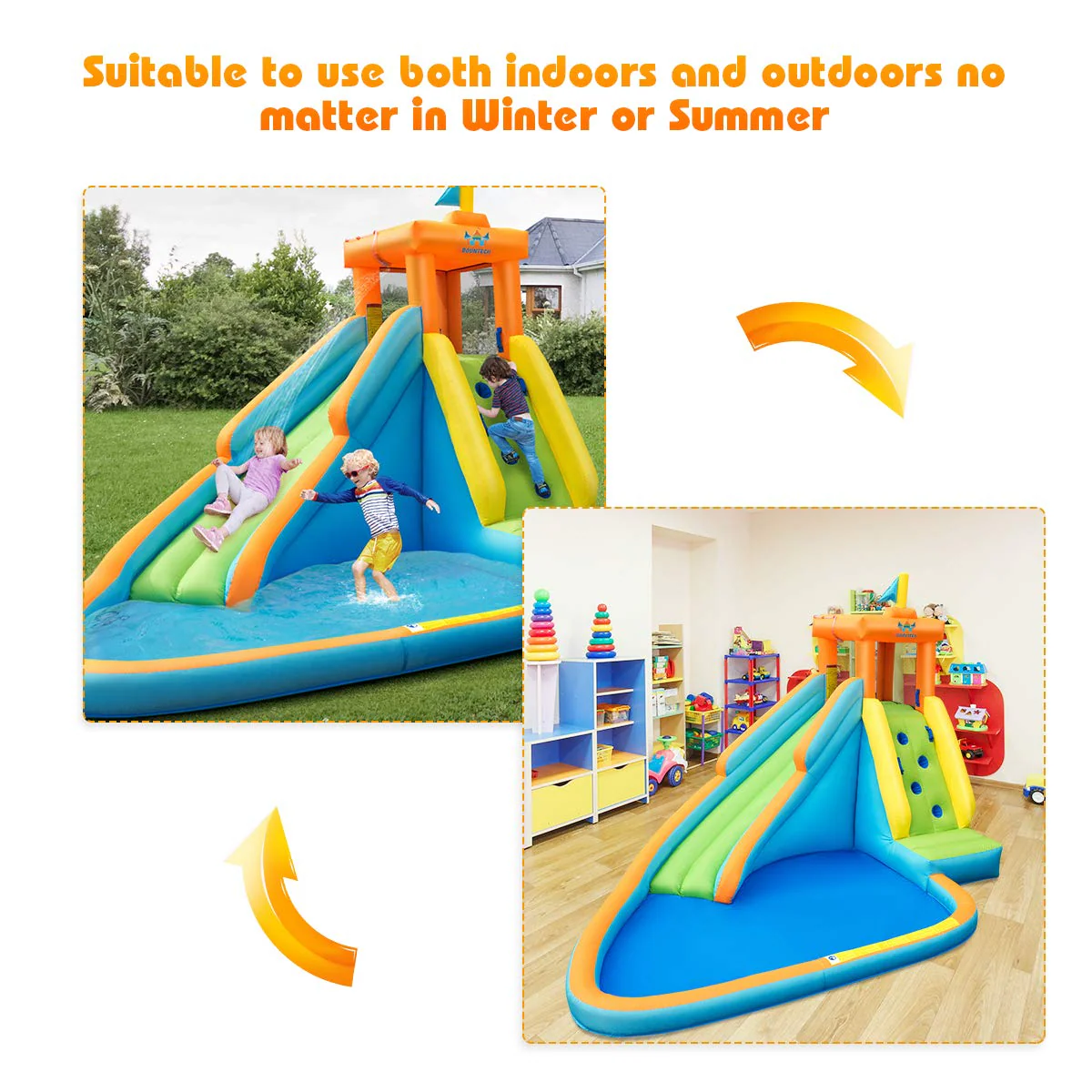 BOUNTECH Inflatable Water Slide for Kids, Giant Waterslide Park for Backyard Outdoor Fun
