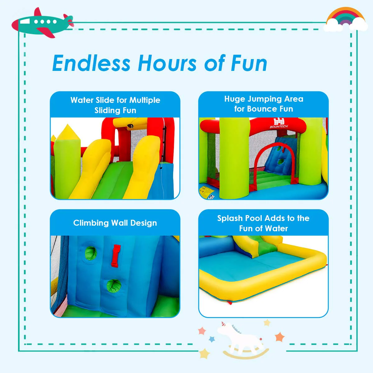 Costzon Inflatable Water Slide, 12 x9FT Kids Water Bounce House for Outdoor, Blow up Waterslides Inflatables for Kids