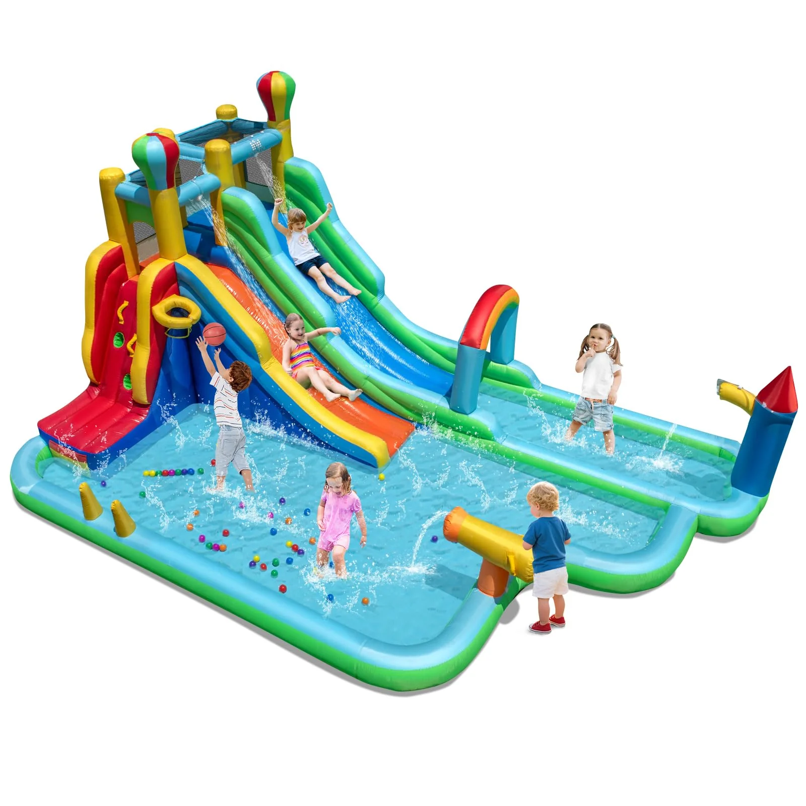 BOUNTECH Inflatable Water Slide Dual Slides Kids Water Slide Park Jump Bouncy Castle