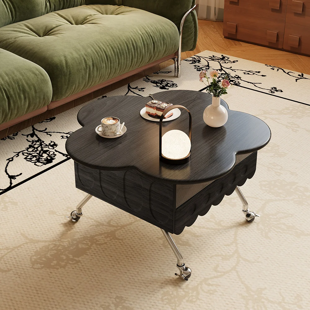 NÓVORA CASA retro Sala móvil Mesa de centro con Madera maciza Ajustable de pétalo diseño