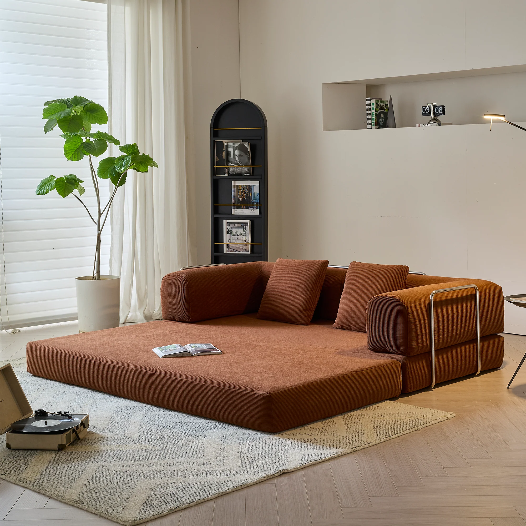 NÓVORA CASA 78.7'' comprimir Tapizado Sofá cama transformable con pana tela