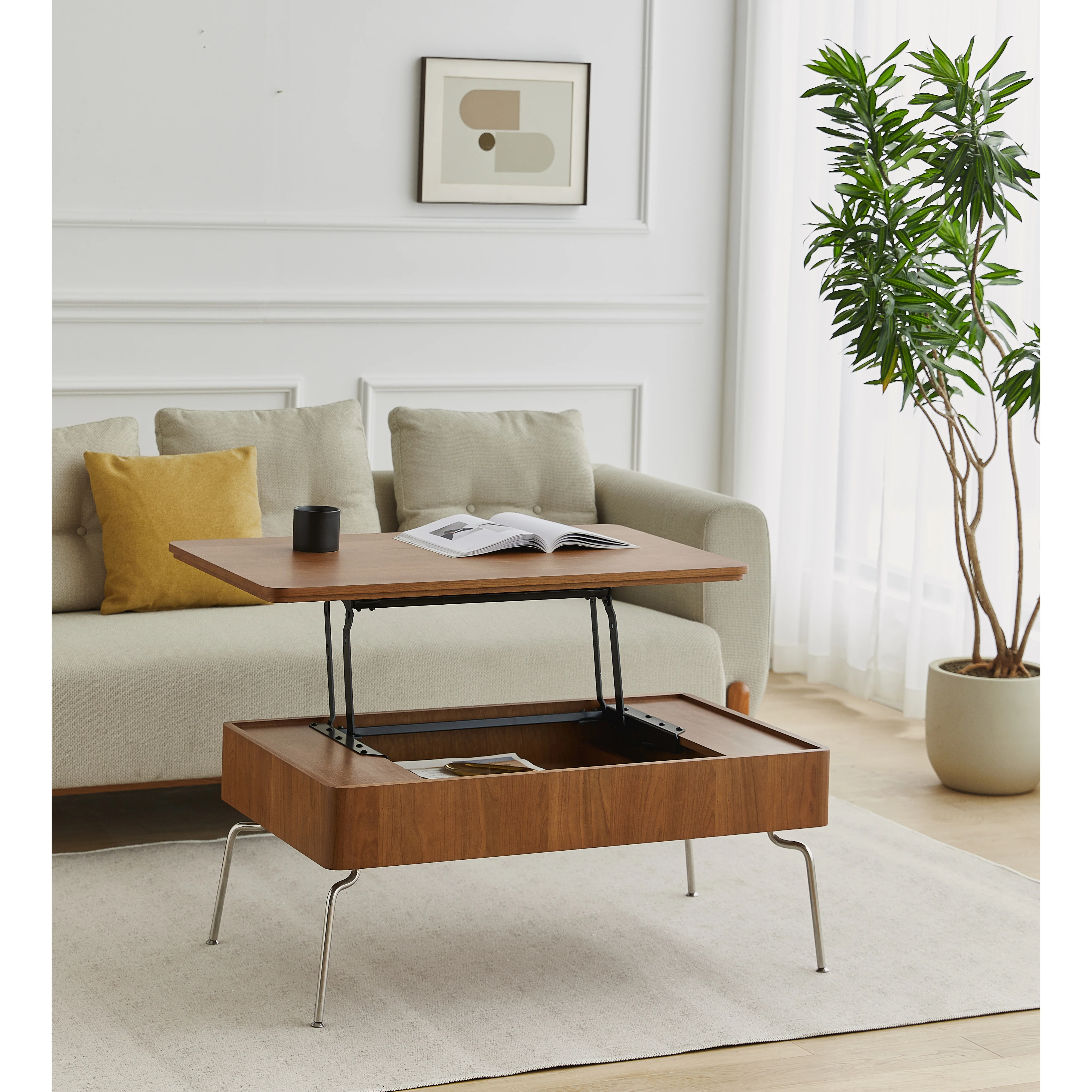 NÓVORA CASA elevable superior Mesa de centro con Almacenamiento