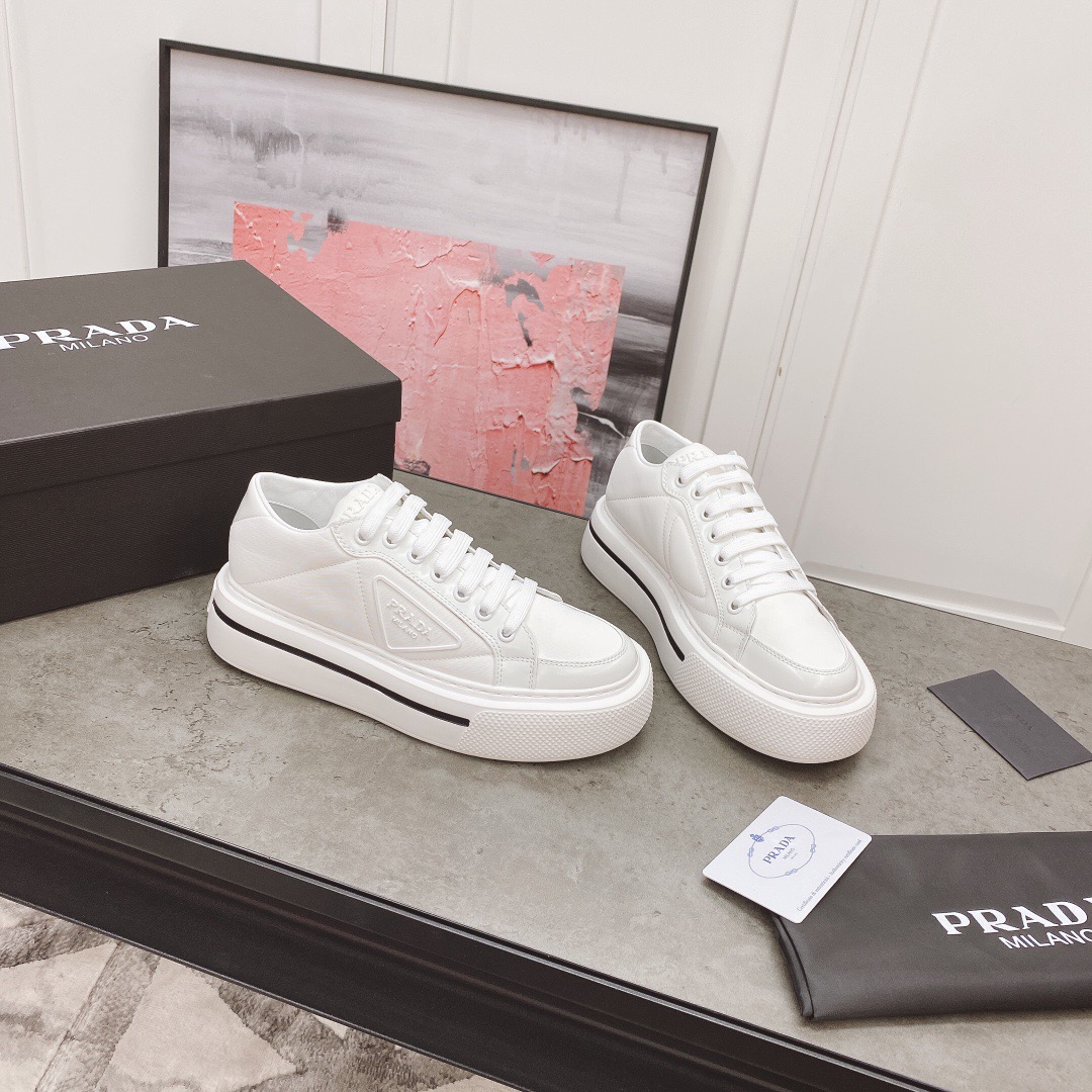 Prada Macro Re-Nylon and Leather Sneaker Size 35-40   2-Color