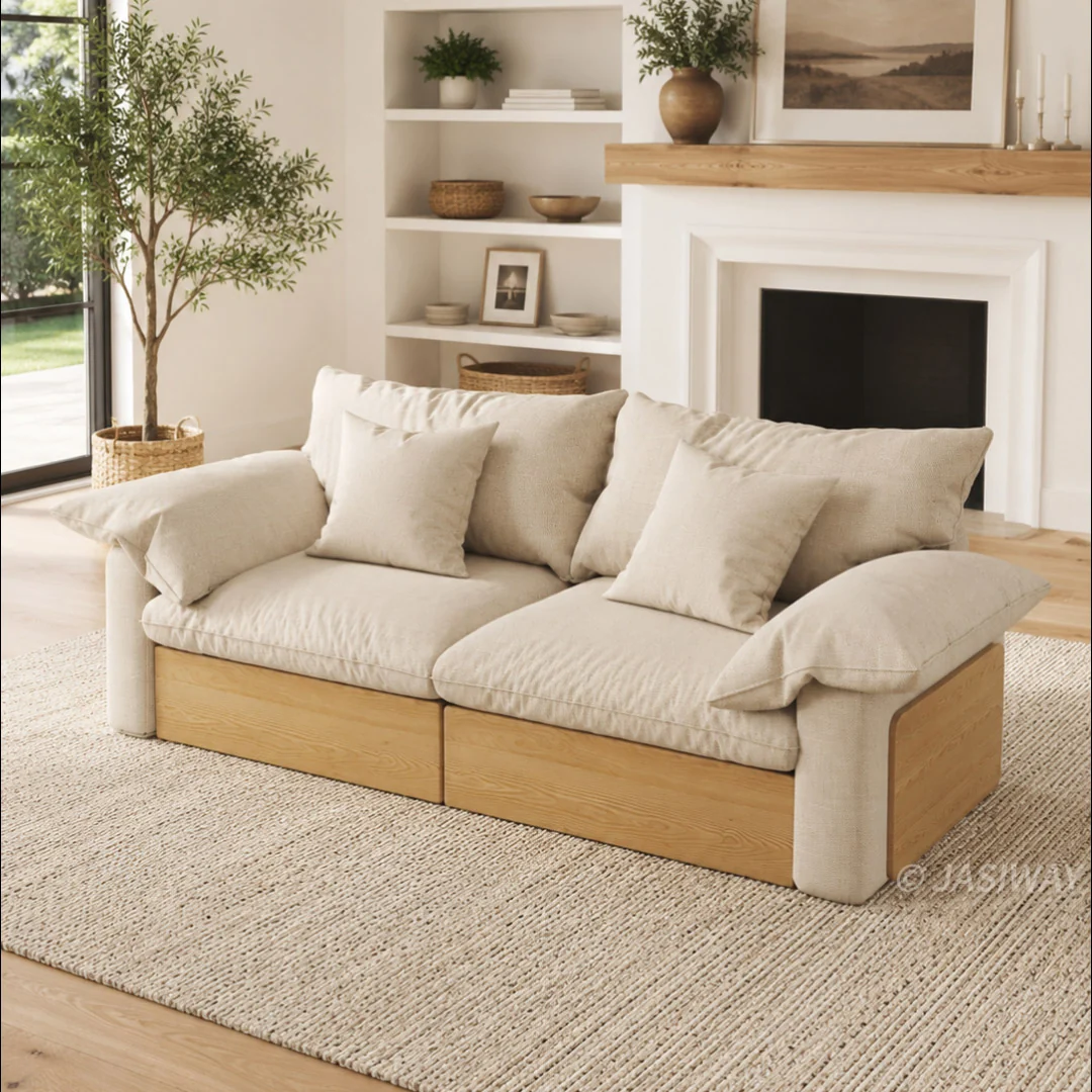 NÓVORA CASA extragrande profundo asiento seccional sofá con Ajustable diván & extraíble extraíble reposapiés| Japandi transformable descanso sofá para Sala