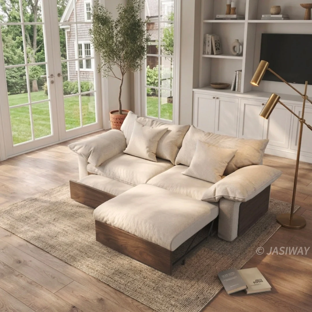 NÓVORA CASA extragrande profundo asiento seccional sofá con Ajustable diván & extraíble extraíble reposapiés| Japandi transformable descanso sofá para Sala