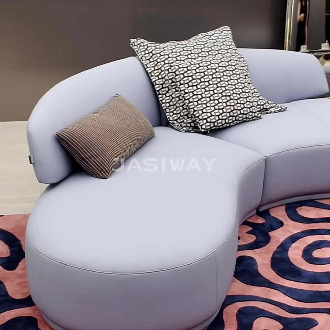RINGCHEN De lujo Curvo Giratorio seccional sofá| escultórico piel & tela nube sofá con Giratorio descanso asiento para Moderno de diseñador sala habitaciones