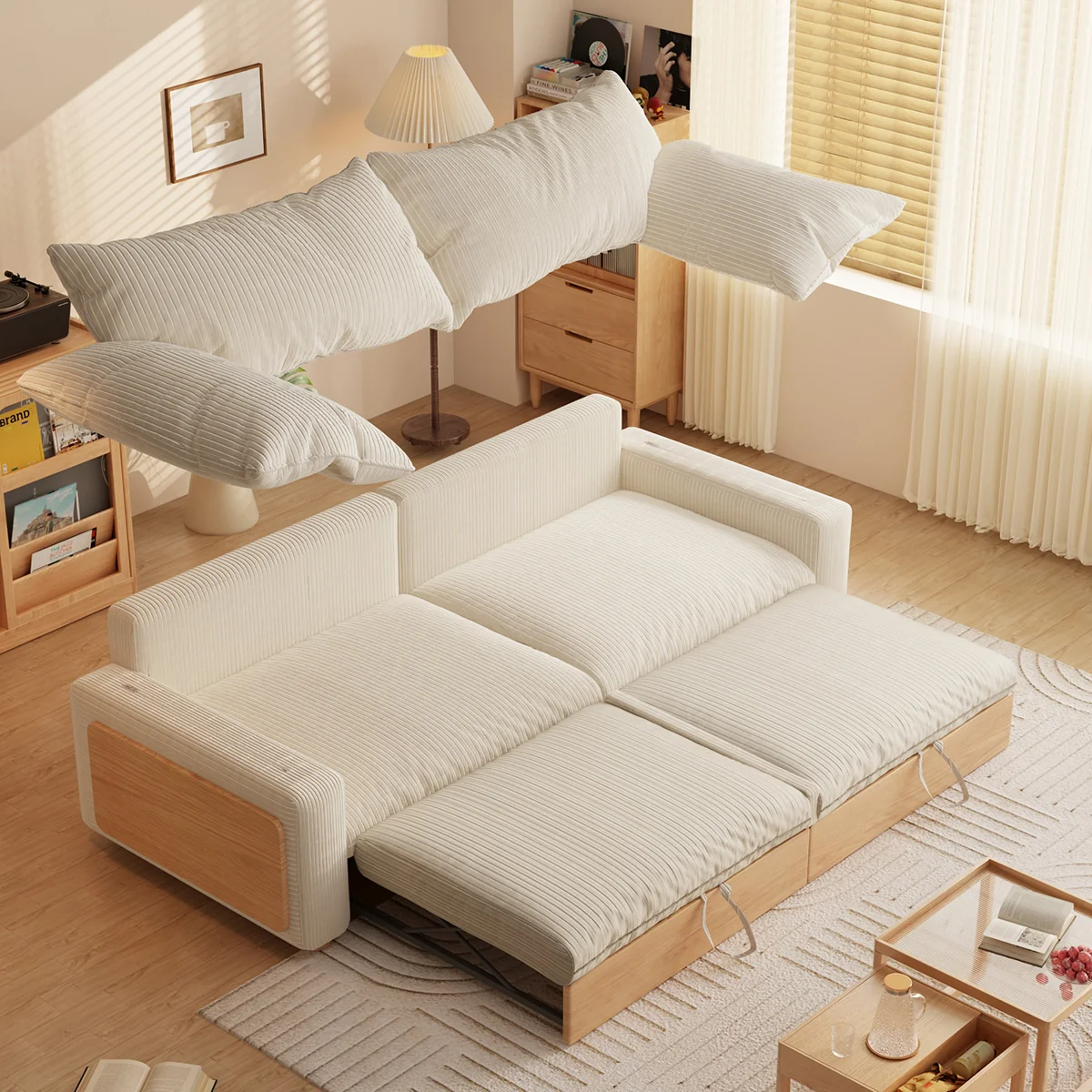 NÓVORA CASA Japandi extraíble extraíble Sofá cama con tres tela opciones disponible