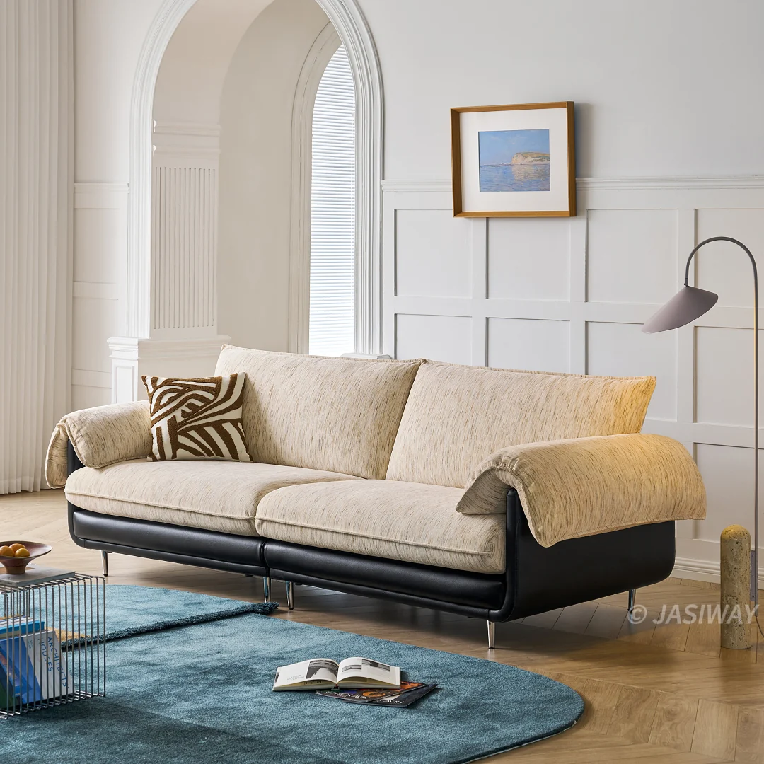 NÓVORA CASA profundo asiento Chenilla sofá con almohada superior brazos| 3-plazas Tapizado sofá con texturizado tela & bajo perfil estructura para Sala