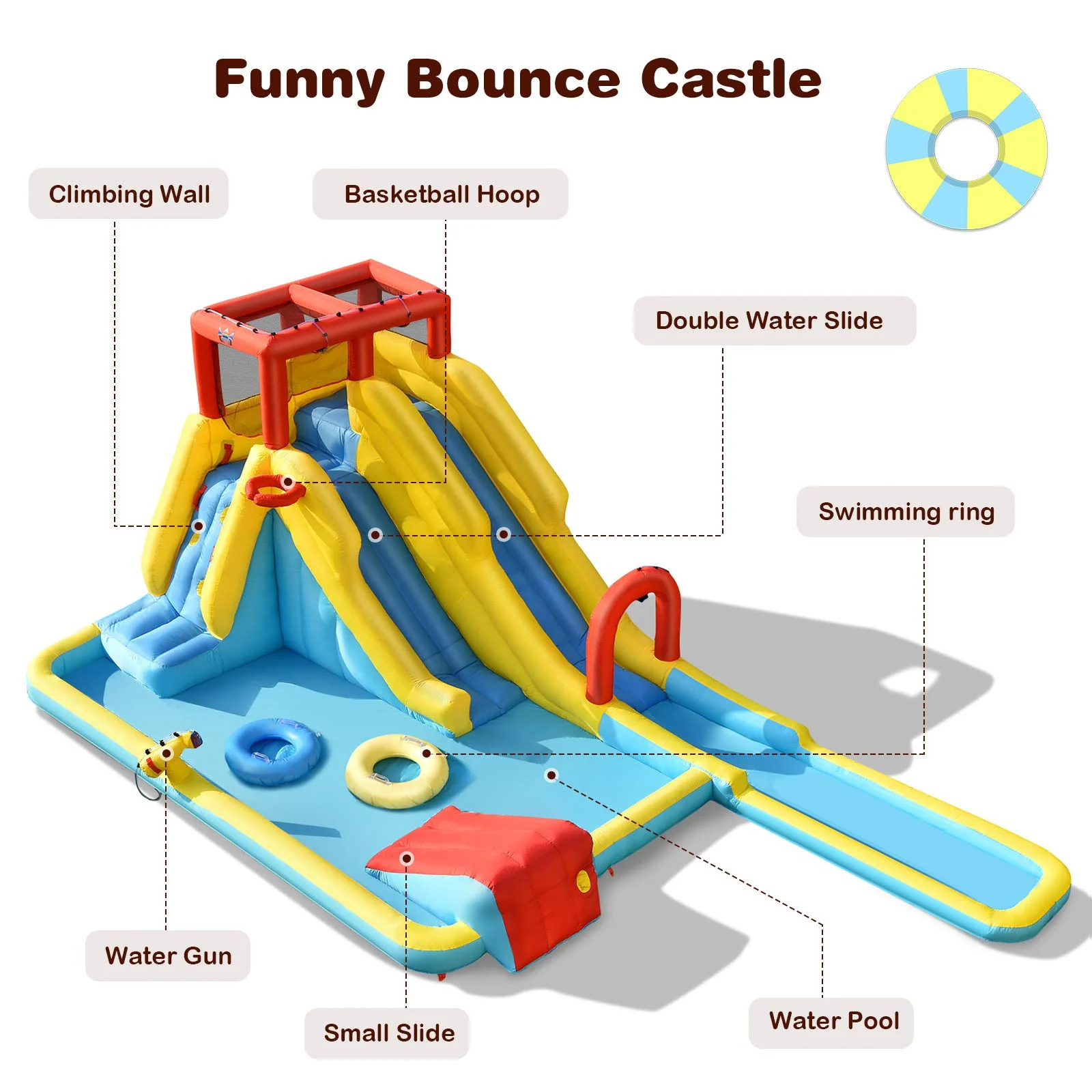 BOUNTECH Inflatable Water Slide, 20.5x11FT Mega Waterslide Park Dual Long Slides