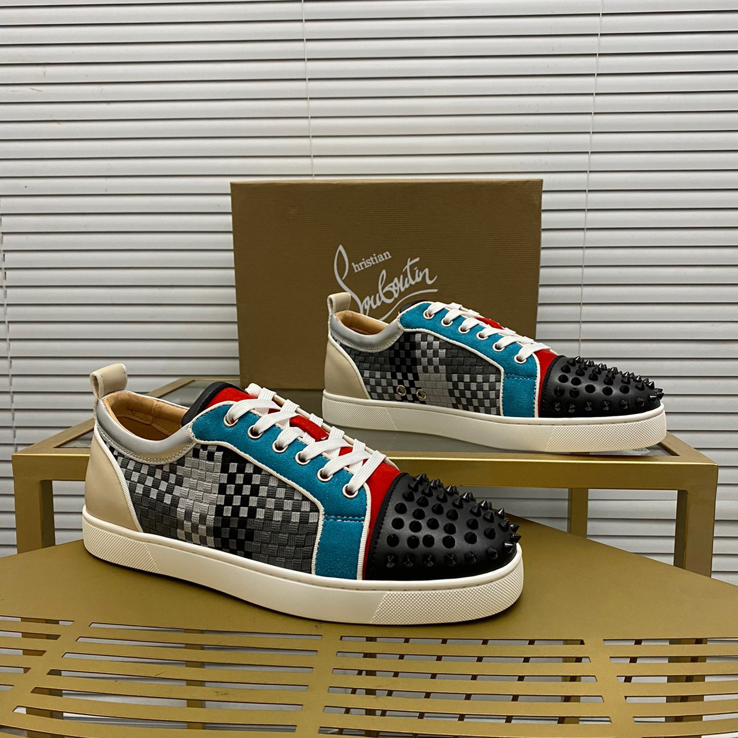 Christian Louboutin Louis Junior Spikes Sneaker Size 36-46  10-Color