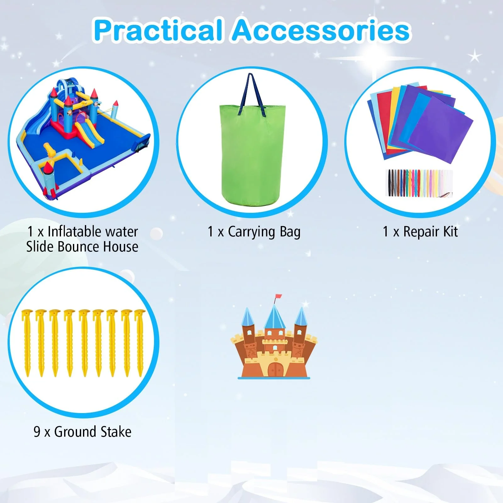 BOUNTECH Inflatable Water Slide, 18x16.5FT Mega Waterslide Park Bounce House w/Dual Slides
