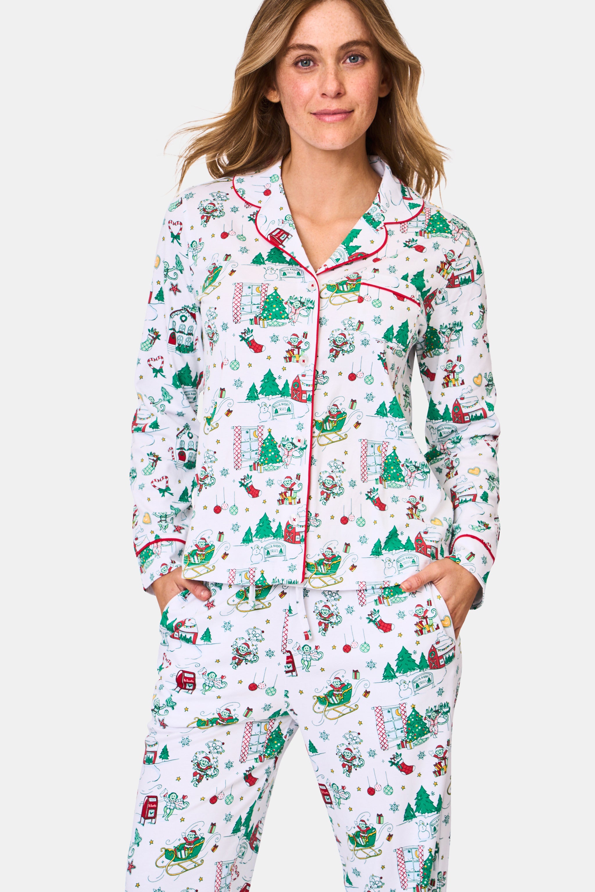 Snow Village Long Sleeve Polo Pajamas