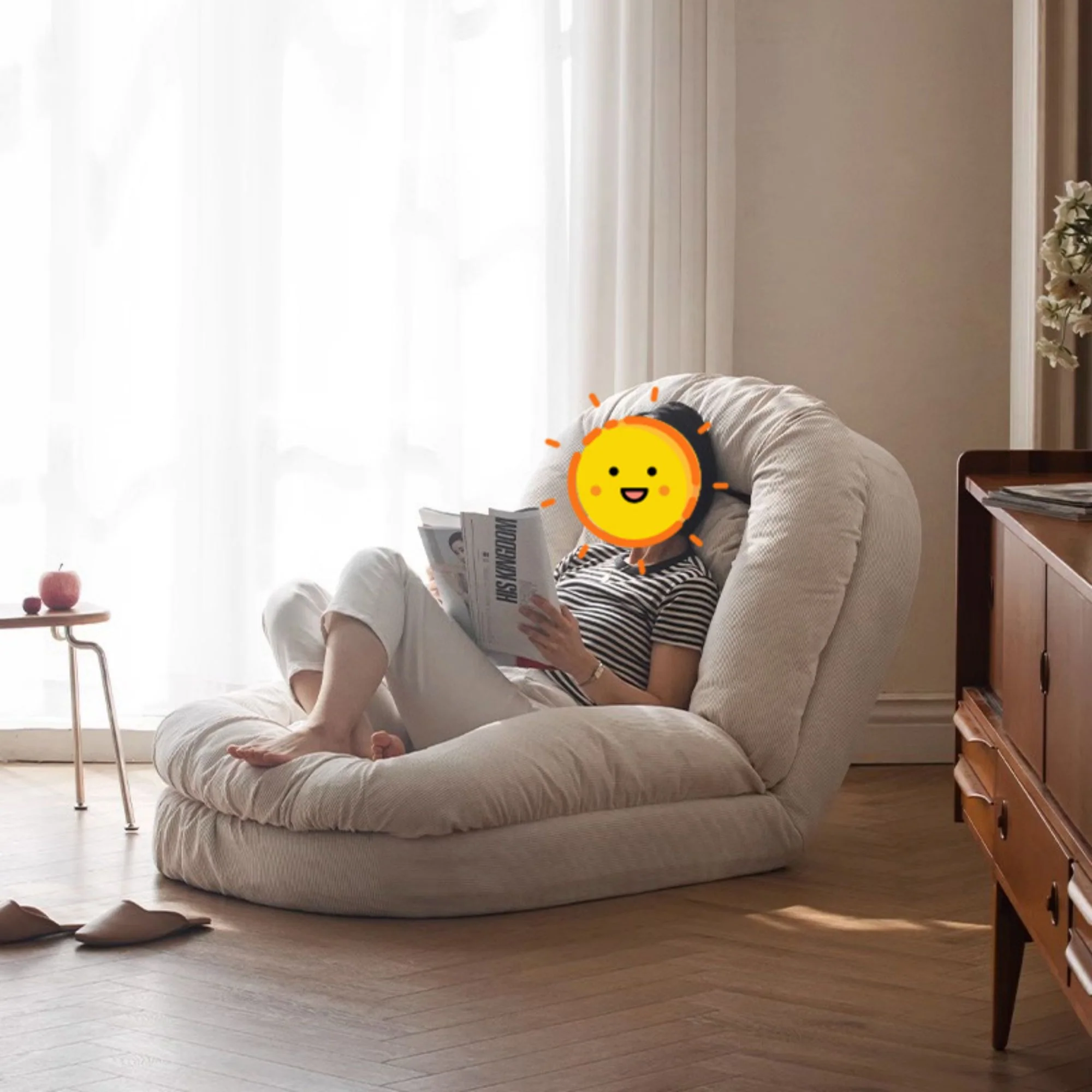 NÓVORA CASA transformable Sofá cama descanso sofá Beige peluche terciopelo