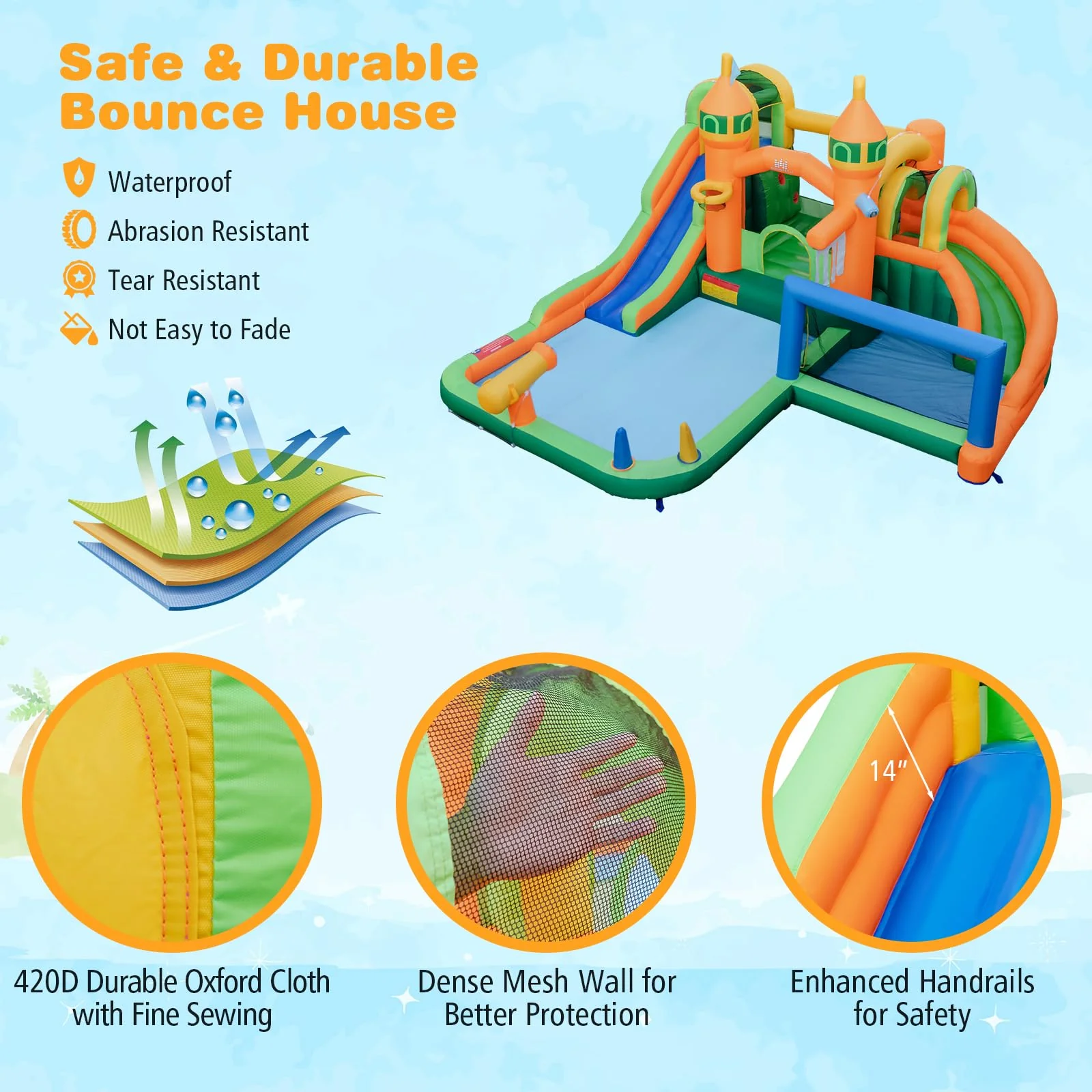 BOUNTECH Inflatable Water Slide Park, 9 in 1 Mega Waterslide Bounce House for Outdoor w/Dual Slides