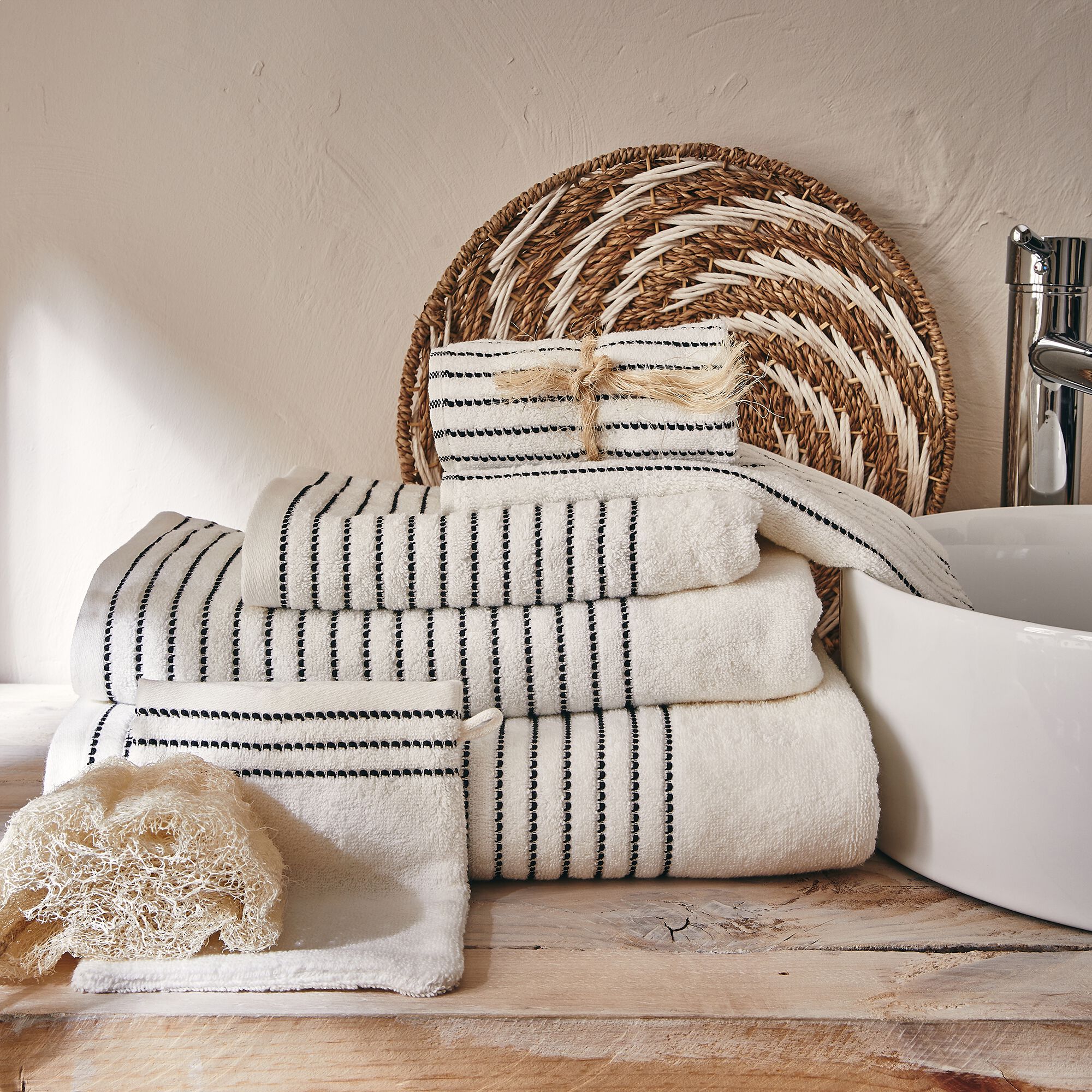 RHODES - Drap de douche en coton - blanc ventoux 70x140cm