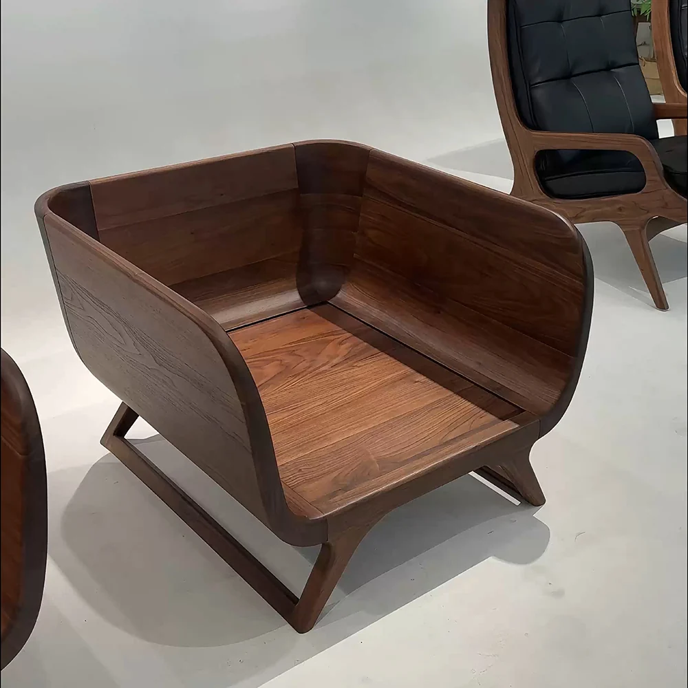 RINGCHEN Nogal Madera maciza recto sofá– Desmontable cojines, mediados siglo 3-plazas sofá para Sala