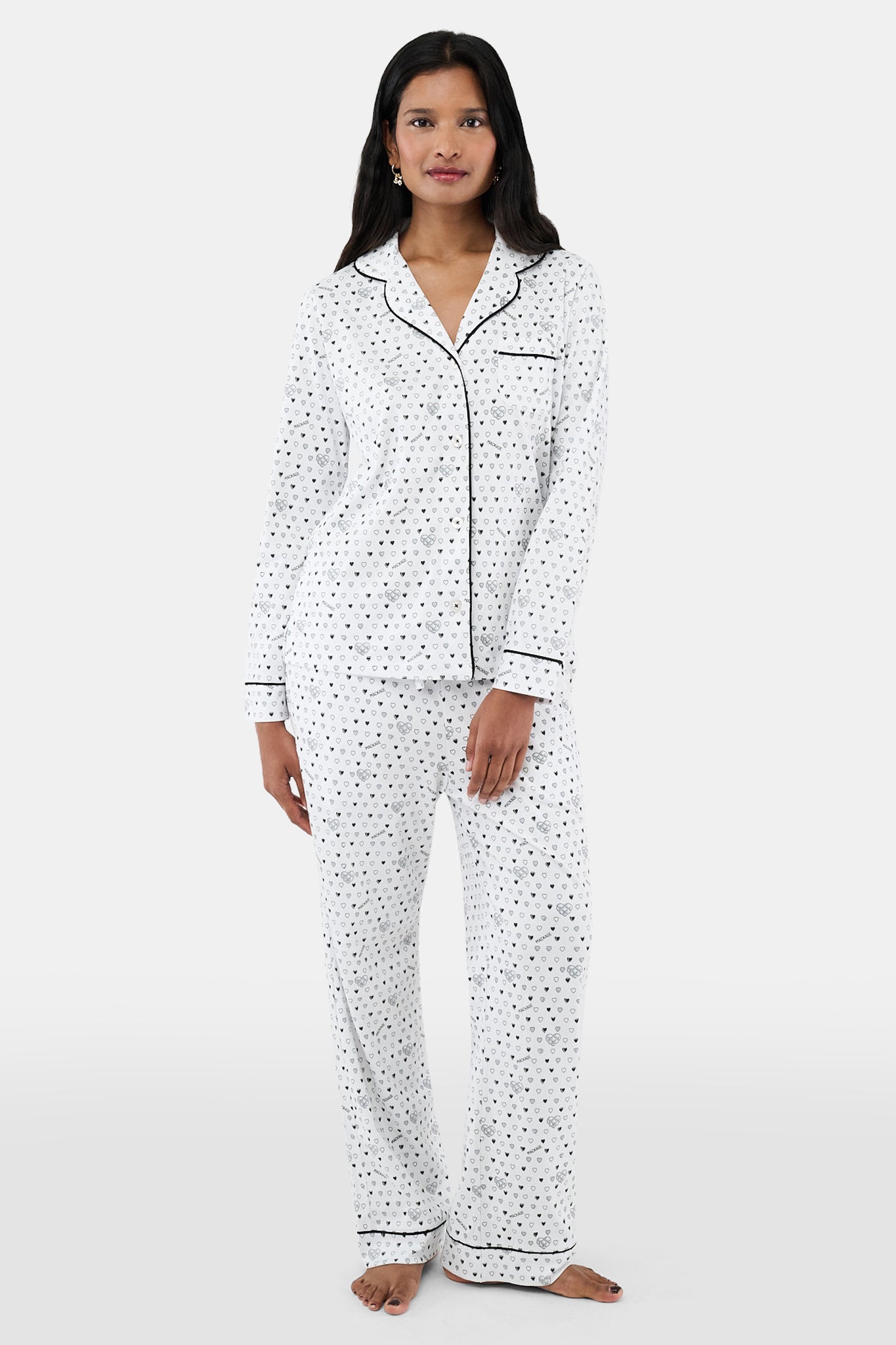 Quilted Hearts Long Sleeve Polo Pajamas