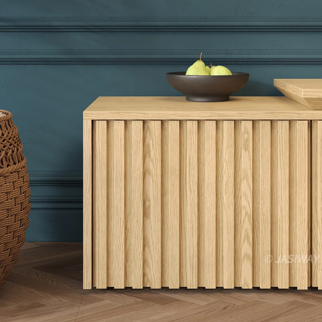 NÓVORA CASA Extensible mediados siglo Moderno Mueble para TV con acanalado puertas & Ajustable repisas| expandible madera multimedia consola para Sala
