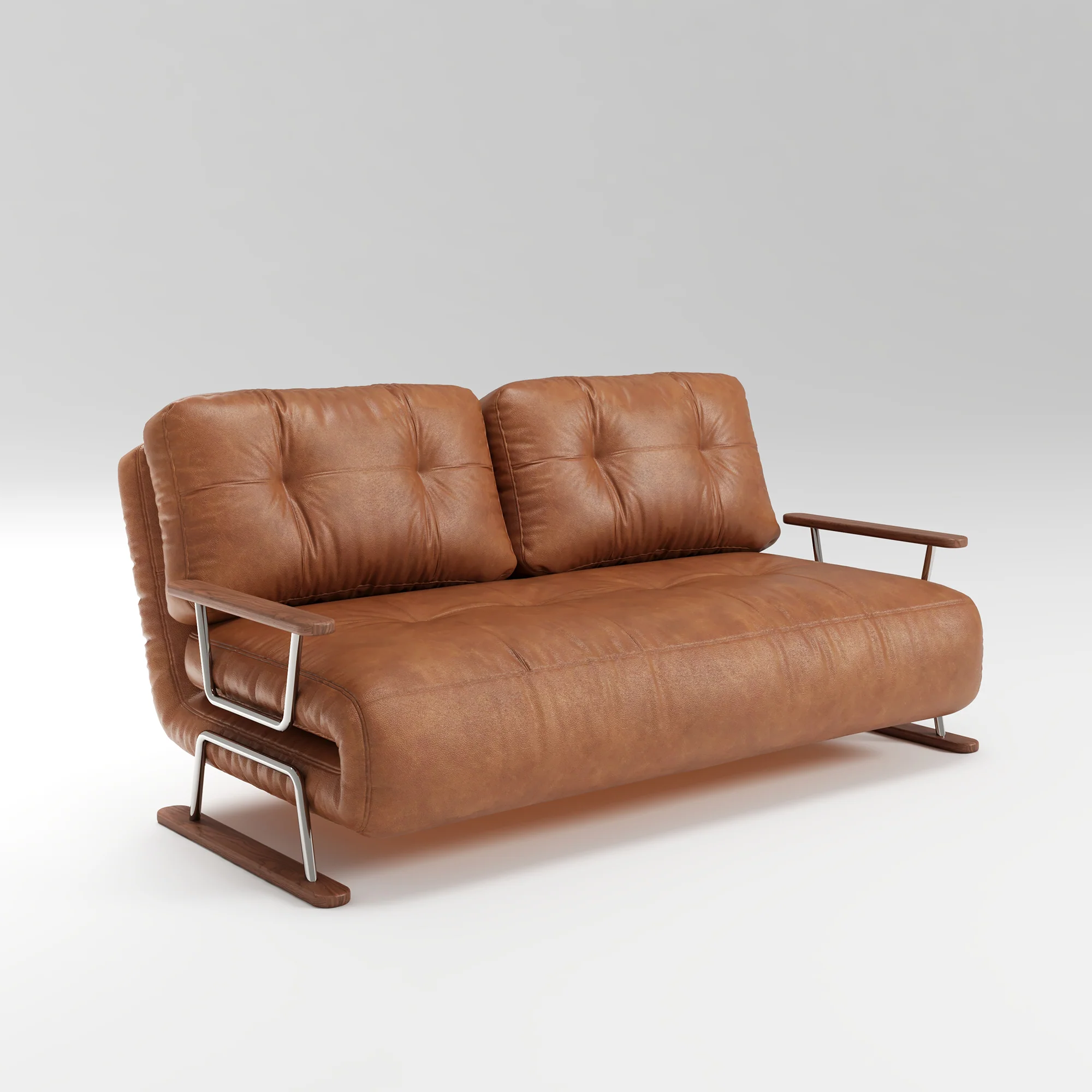 NÓVORA CASA Plegable Sofá cama en caramelo ecológico piel– 4-en-1 transformable sillón, diván & cama