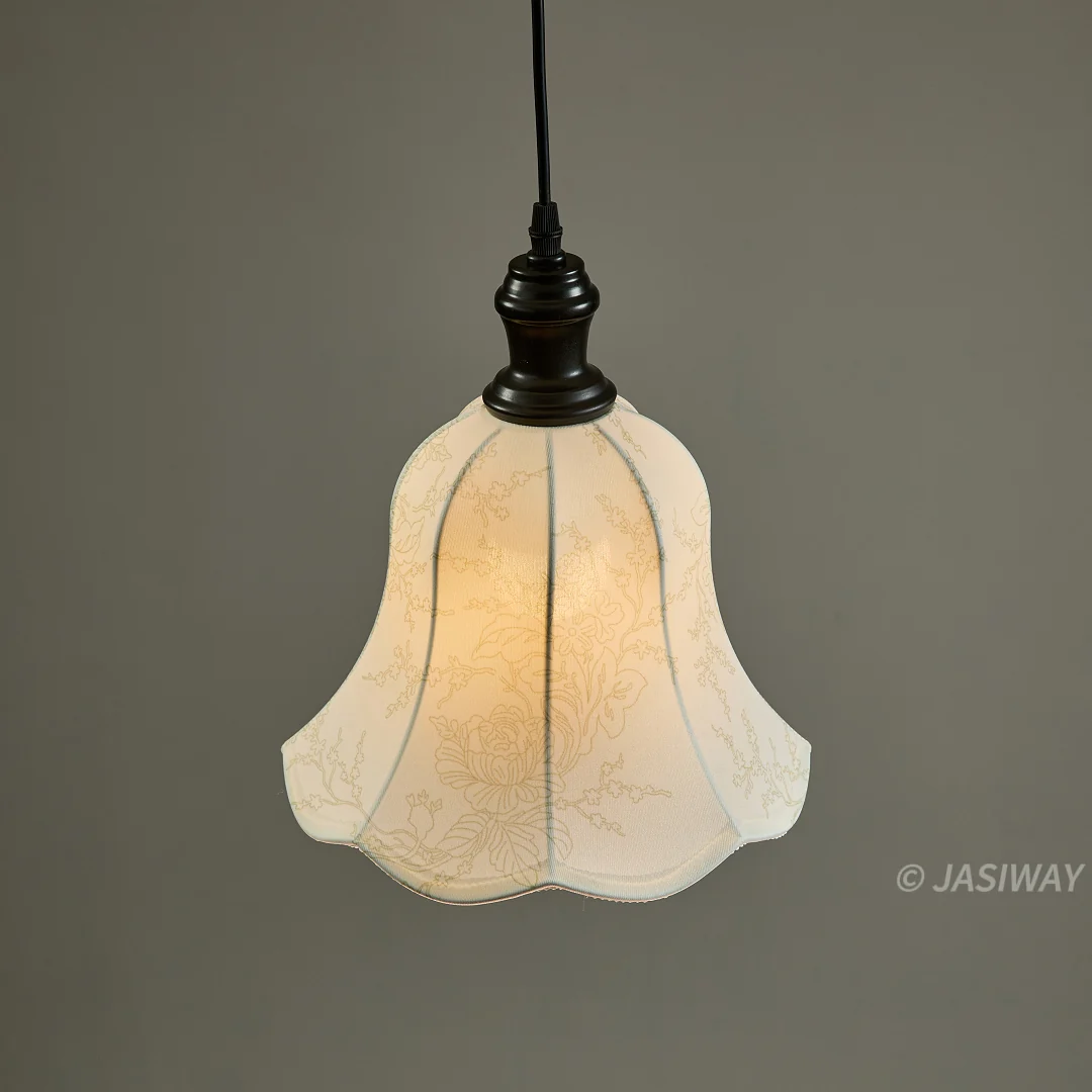 NÓVORA CASA Vintage floreado tela Lámpara colgante para Cocina isla| campestre campana pantalla colgante lámpara luminaria